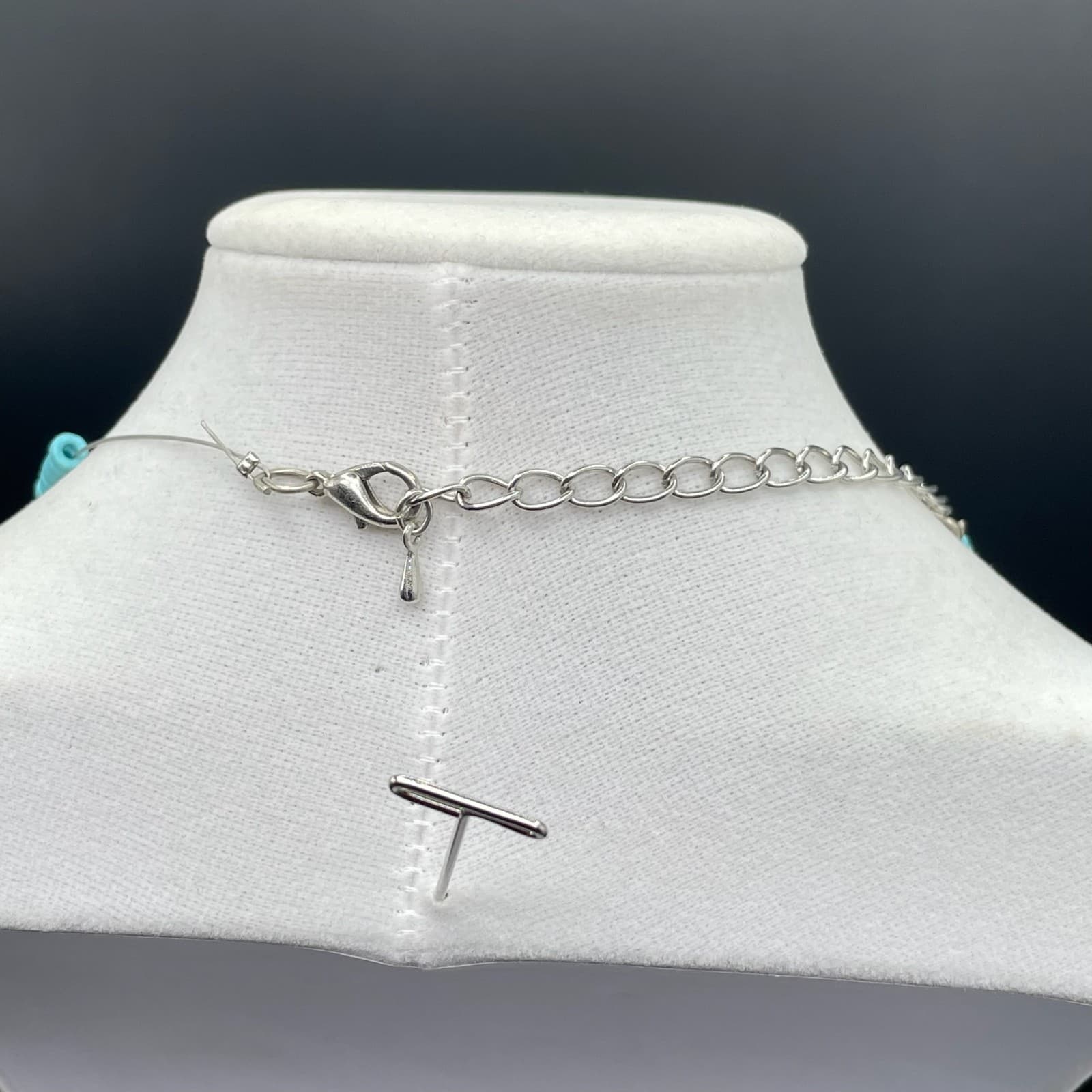 Vintage Retro Oval Link Lobster Teal Pink Charm African Vinyl Disc Beaded - Thumbnail 9