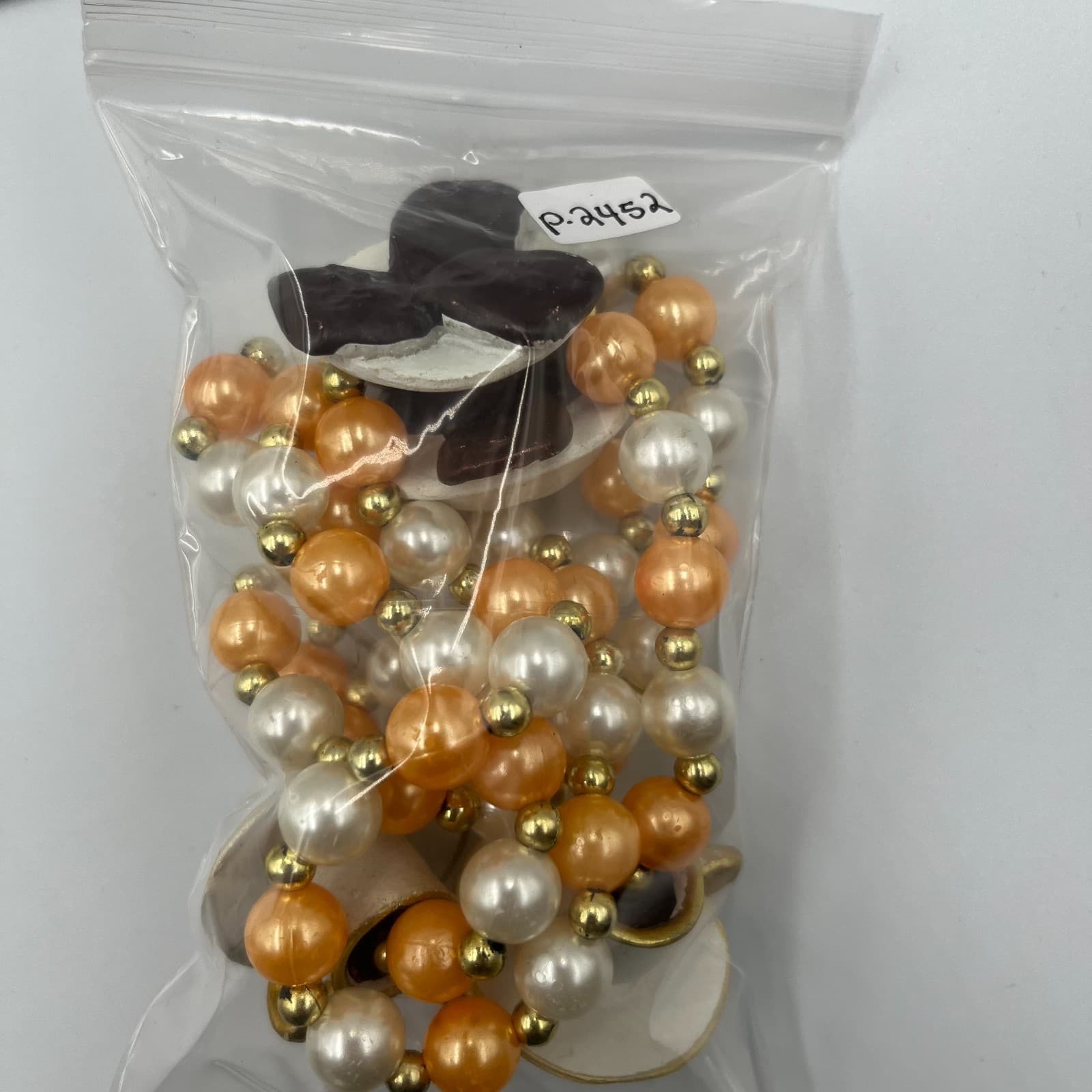 Vtg Teacup & Cookie Charm Necklace Whimsical Tea Party Kitsch Faux Pearl Long - Thumbnail 8