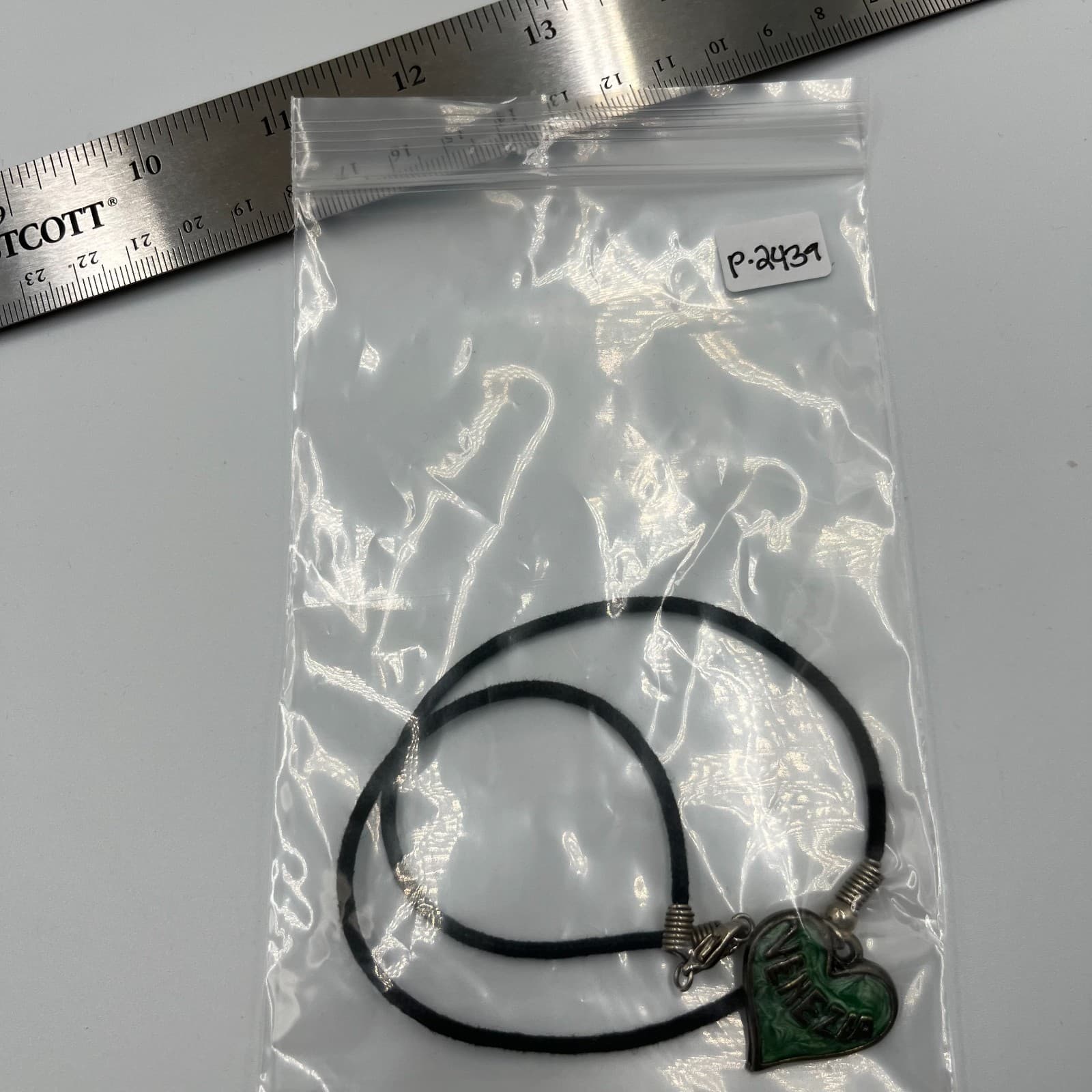 Vintage Venezia Murano Glass Heart Pendant Necklace Green Gold Foil Italian Art - Thumbnail 10