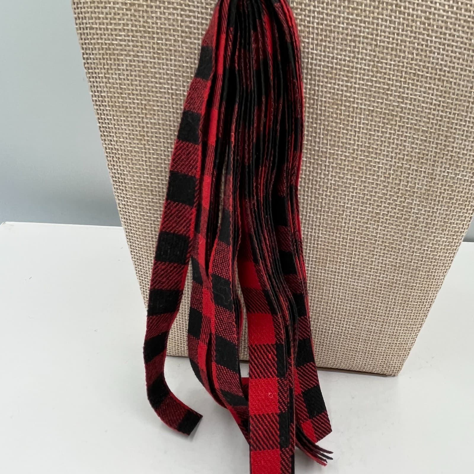 Vintage Red Beaded Statement Necklace Buffalo Plaid Tassel Pendant Boho Jewelry - Thumbnail 4