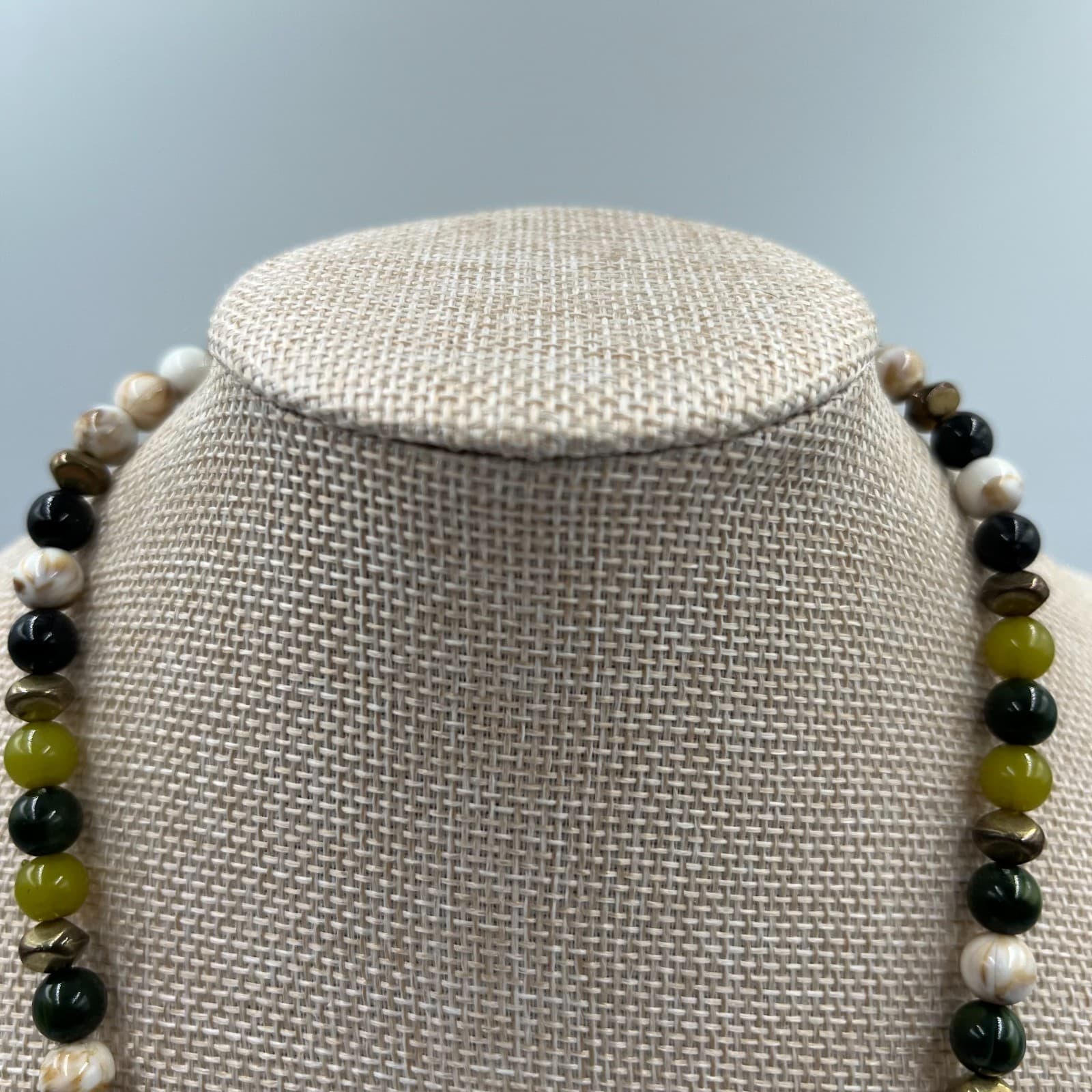 Vintage Multi Stone Beaded Necklace Mixed Gemstones Boho Statement 24" Estate - Thumbnail 3