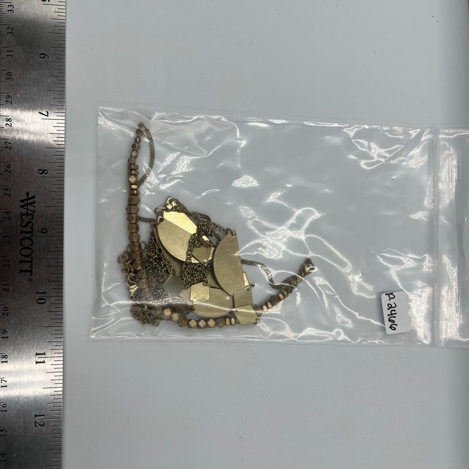 Vtg Brass Geometric Statement Necklace Boho Multi Strand Layered Bib Statement - Thumbnail 8