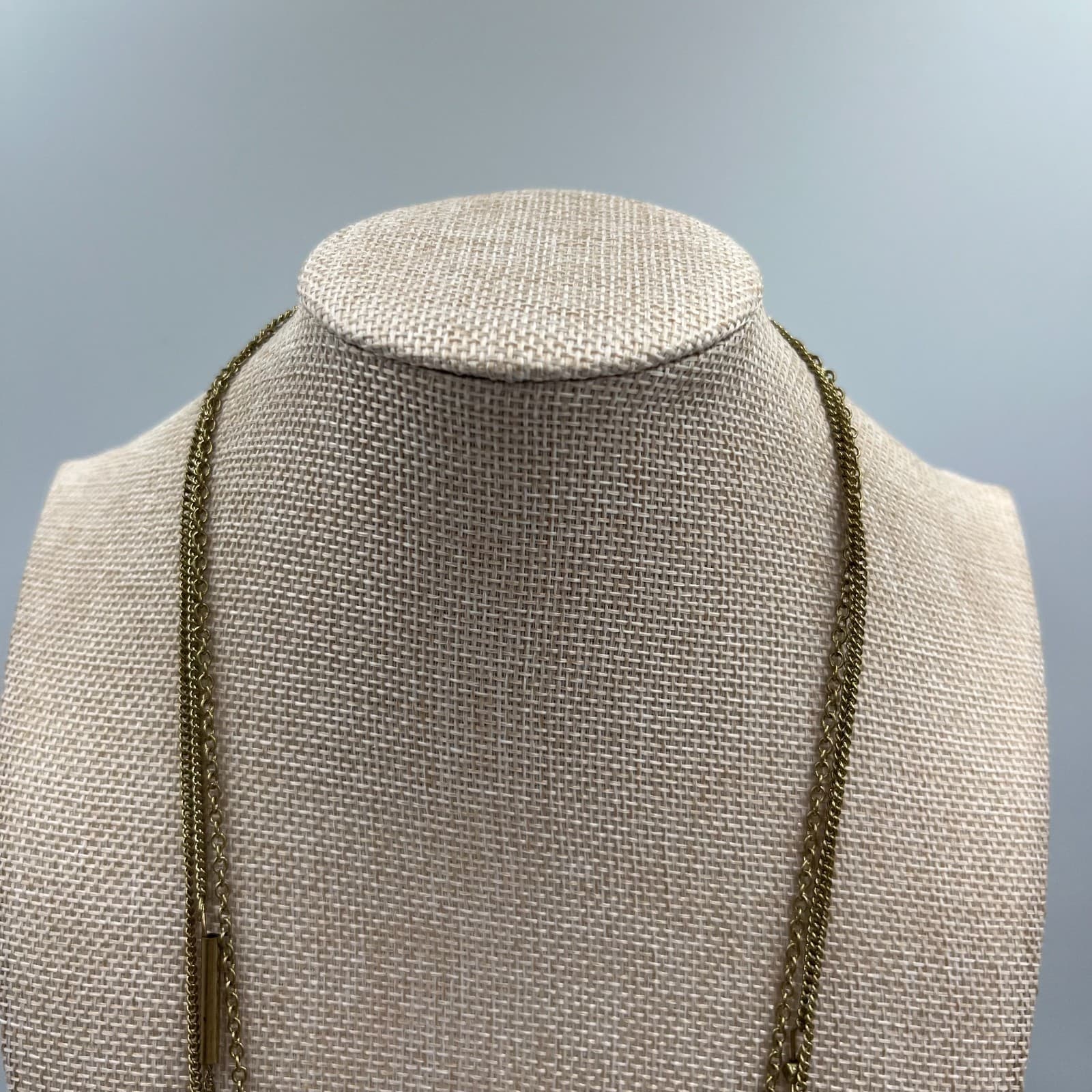 Vtg Brass Geometric Statement Necklace Boho Multi Strand Layered Bib Statement - Thumbnail 2