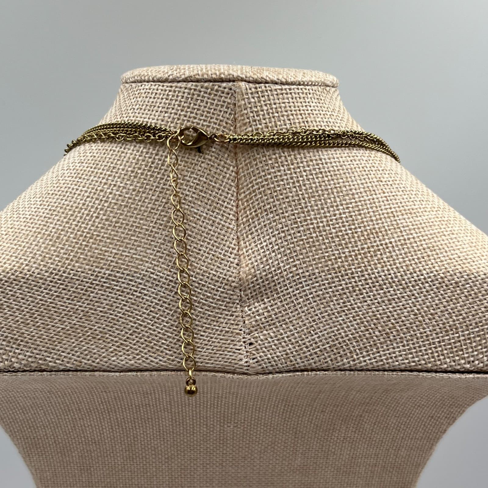 Vtg Brass Geometric Statement Necklace Boho Multi Strand Layered Bib Statement - Thumbnail 6