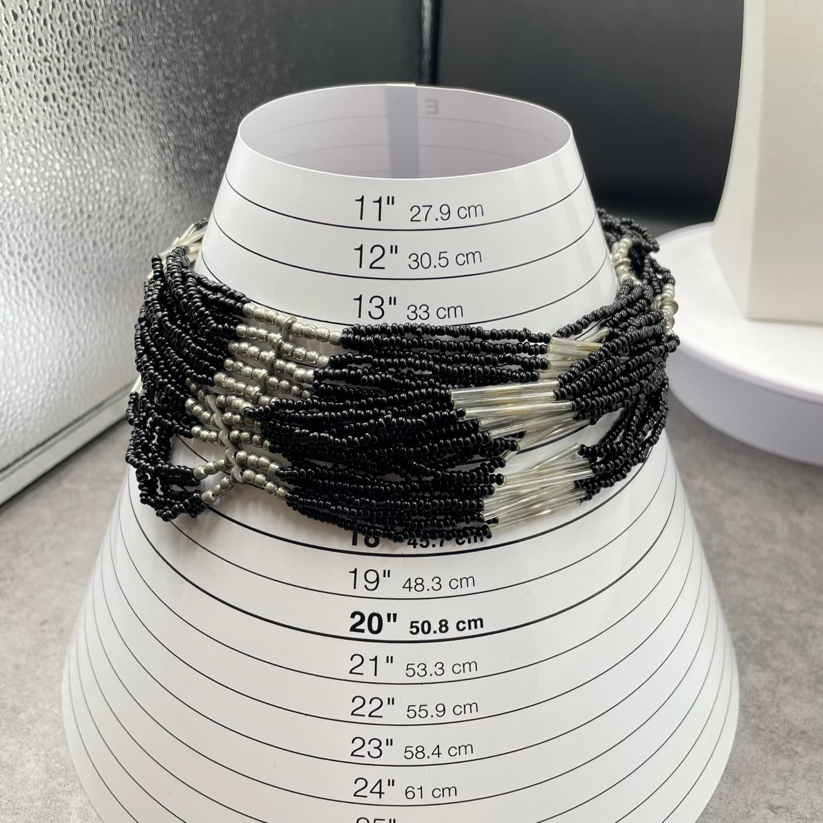 Vintage Multistrand Black Silver-Tone Retro Lobster Beaded Necklace - Size 18" - Thumbnail 11