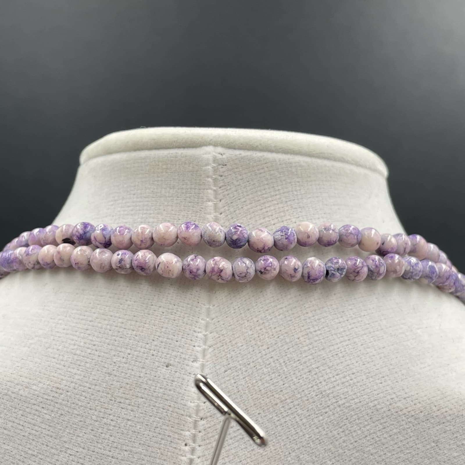 Vintage Boho Purple Fashion Classic Double Stranded Beaded Layered Long Necklace - Thumbnail 10