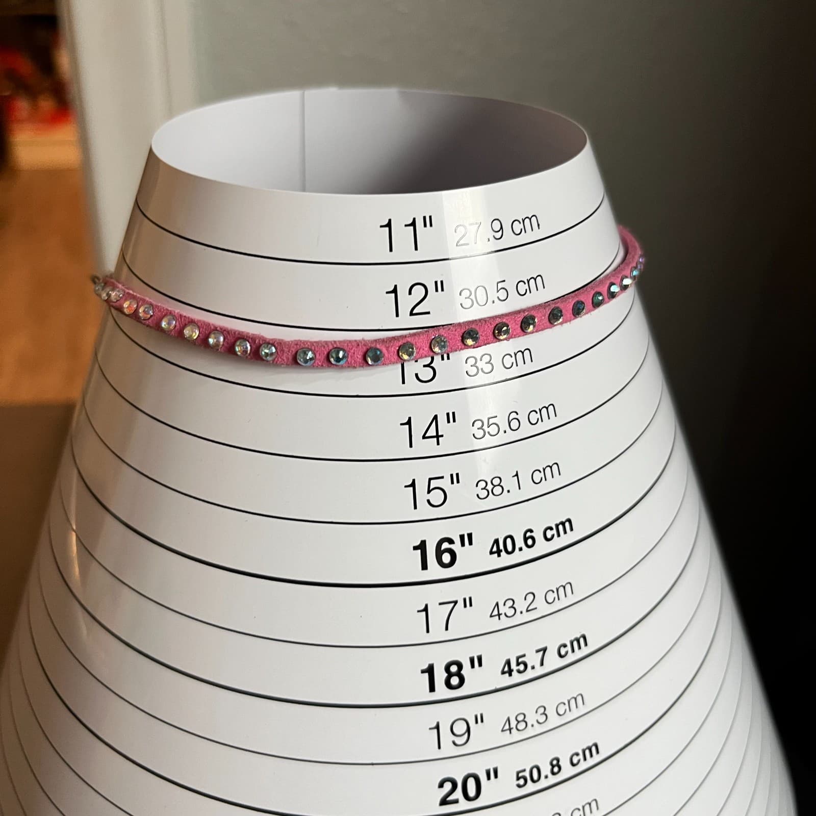 Vintage Rhinestone Choker Necklace Pink Faux Suede 90s Y2K Statement Jewelry - Thumbnail 6