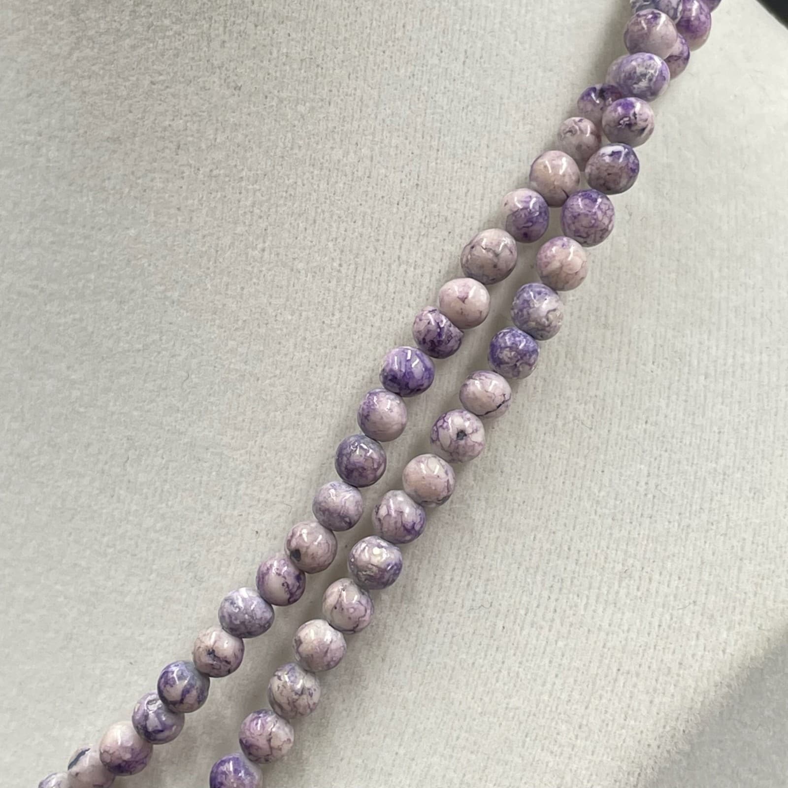 Vintage Boho Purple Fashion Classic Double Stranded Beaded Layered Long Necklace - Thumbnail 8