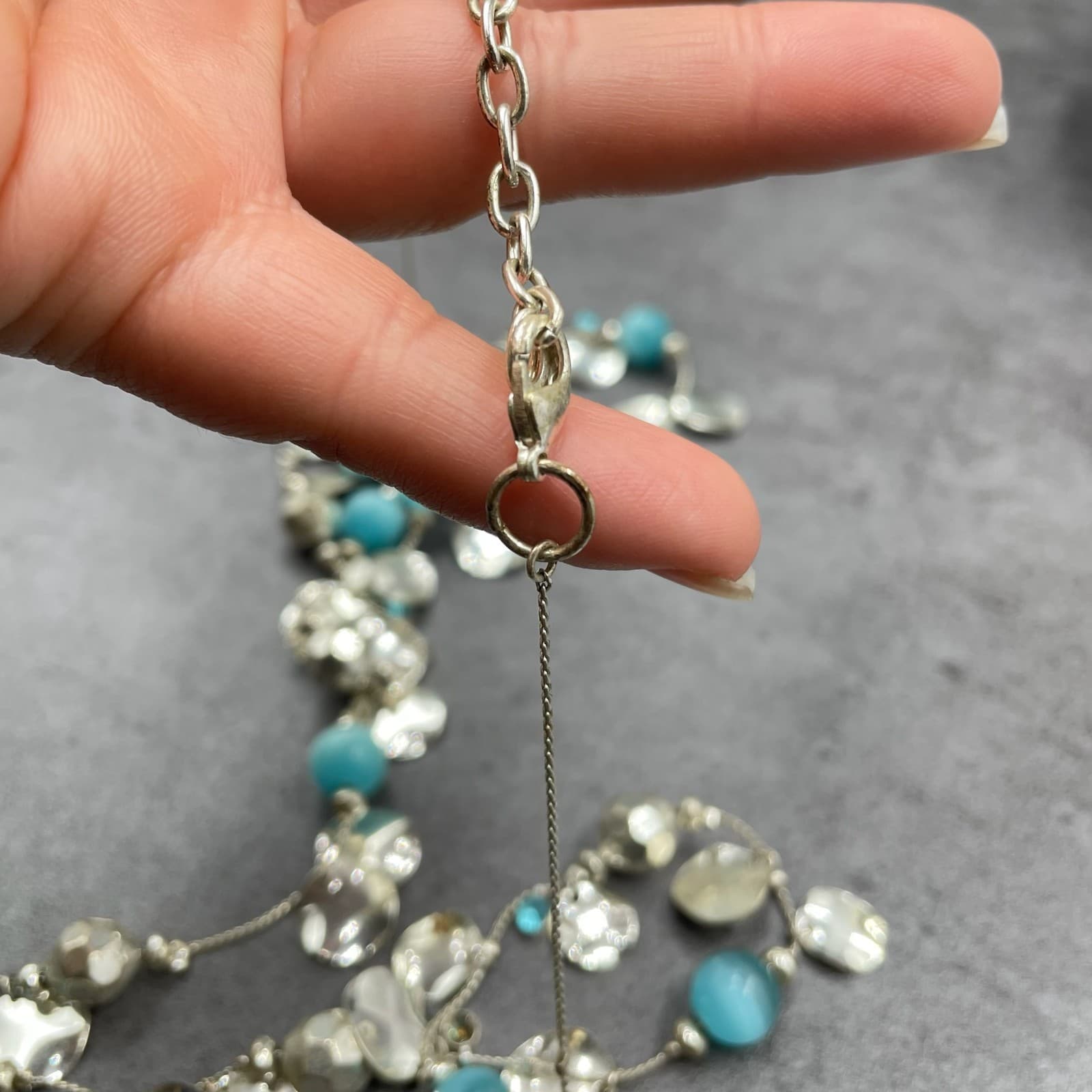 Vintage Contemporary Silver-Tone Lobster Flapper Glass Jewels Beaded Statement - Thumbnail 5