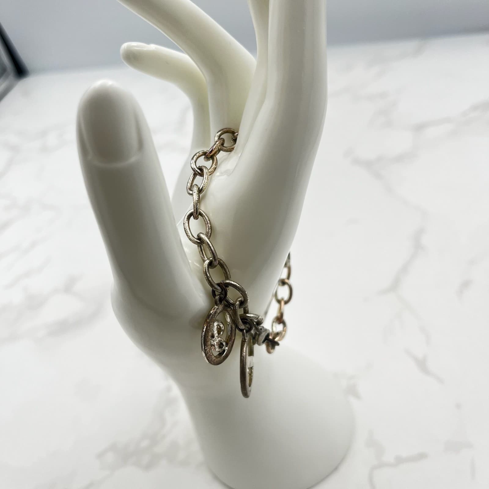 Vintage Vintage-Style Chunky Silver & Gold Tone Chain Charm Bracelet - Thumbnail 2