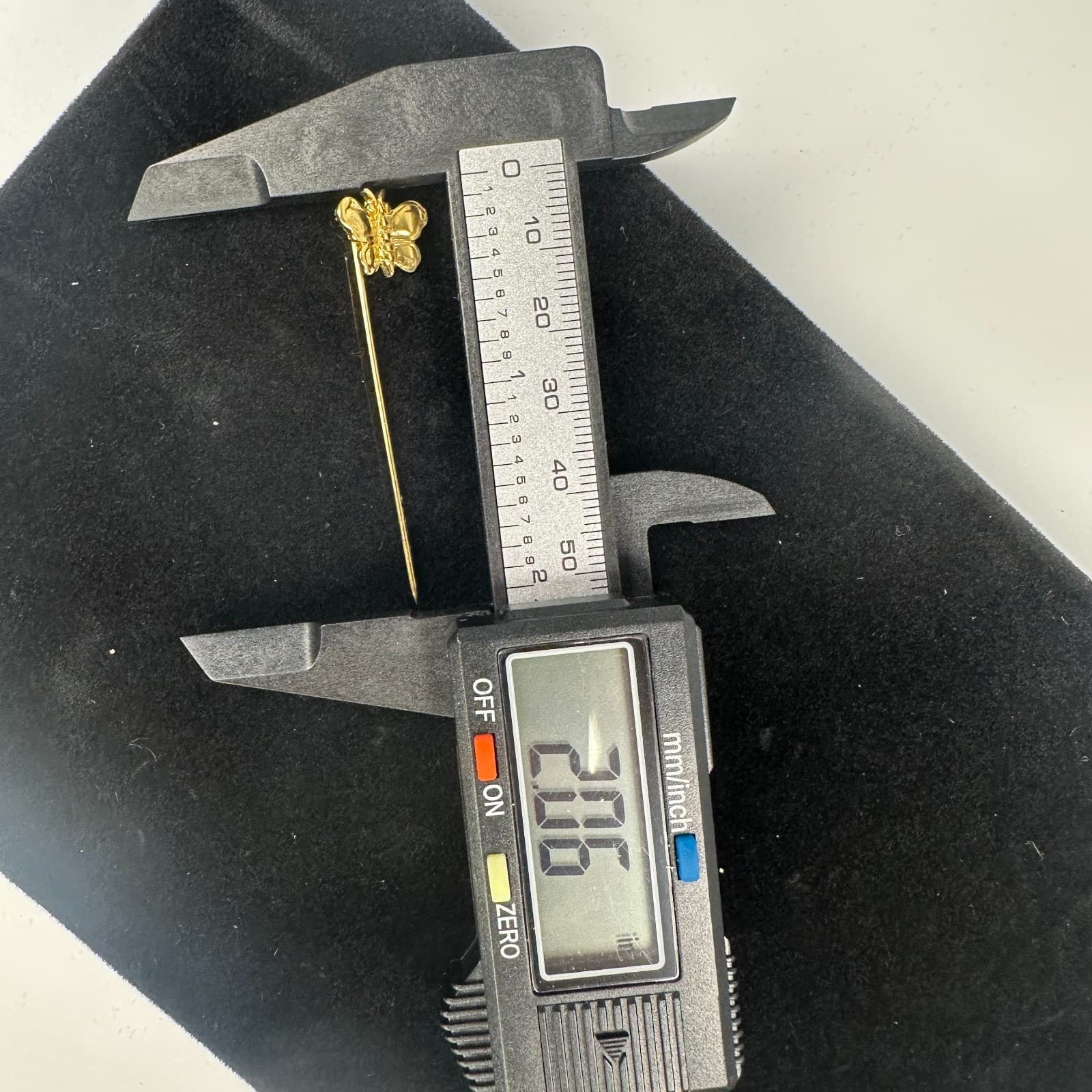 Vintage Gold-Tone Butterfly Stick Pin Brooch Dainty Insect Motif - Thumbnail 4