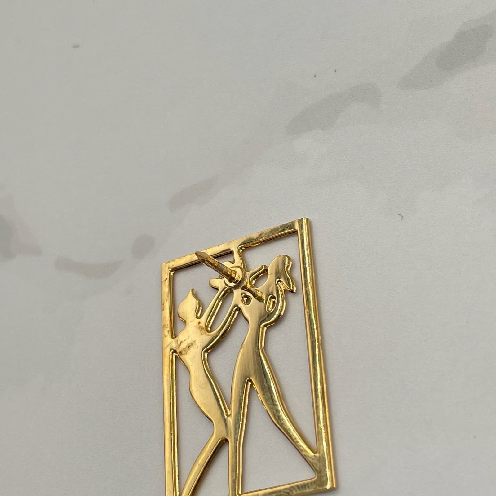 Vintage Gold Tone Figural Dancer Brooch Lapel Pin Modernist Geometric Art Deco - Thumbnail 7