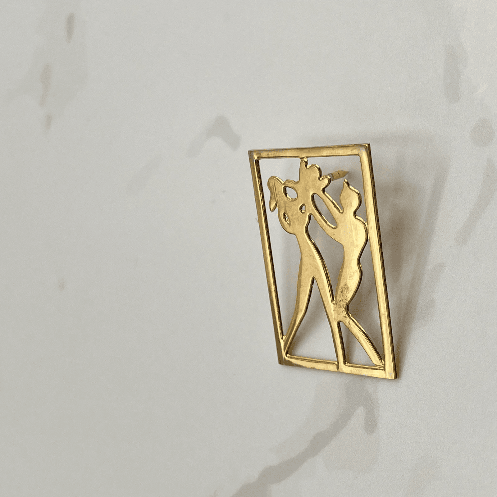 Vintage Gold Tone Figural Dancer Brooch Lapel Pin Modernist Geometric Art Deco - Thumbnail 8