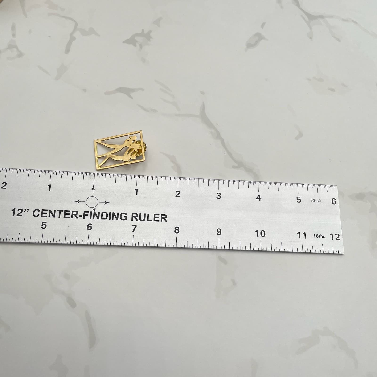 Vintage Gold Tone Figural Dancer Brooch Lapel Pin Modernist Geometric Art Deco - Thumbnail 2