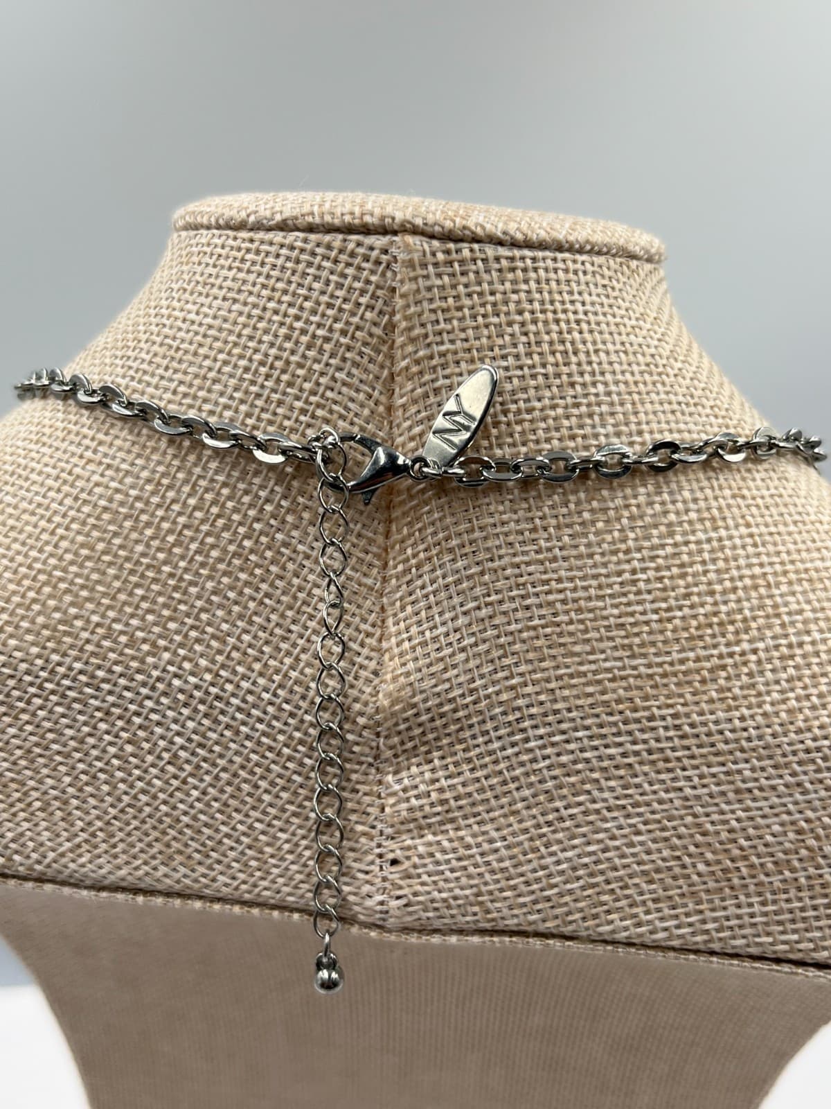 Vintage NY & Co Black Cabochon Statement Necklace Silver Tone Retro Goth Chunky - Thumbnail 7