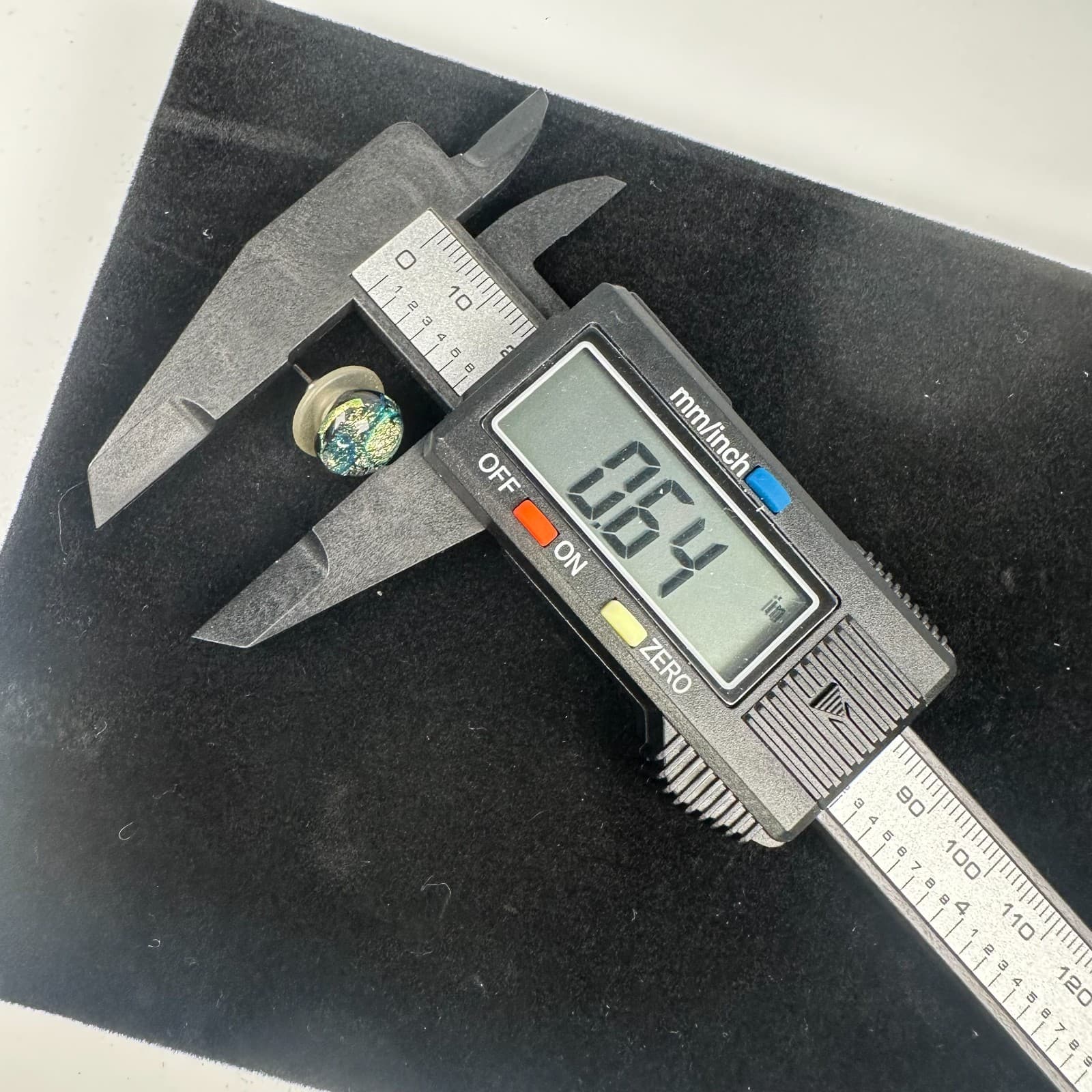 Vintage Handmade Dichroic Glass Stud Earrings – Iridescent Art Glass Post - Thumbnail 3