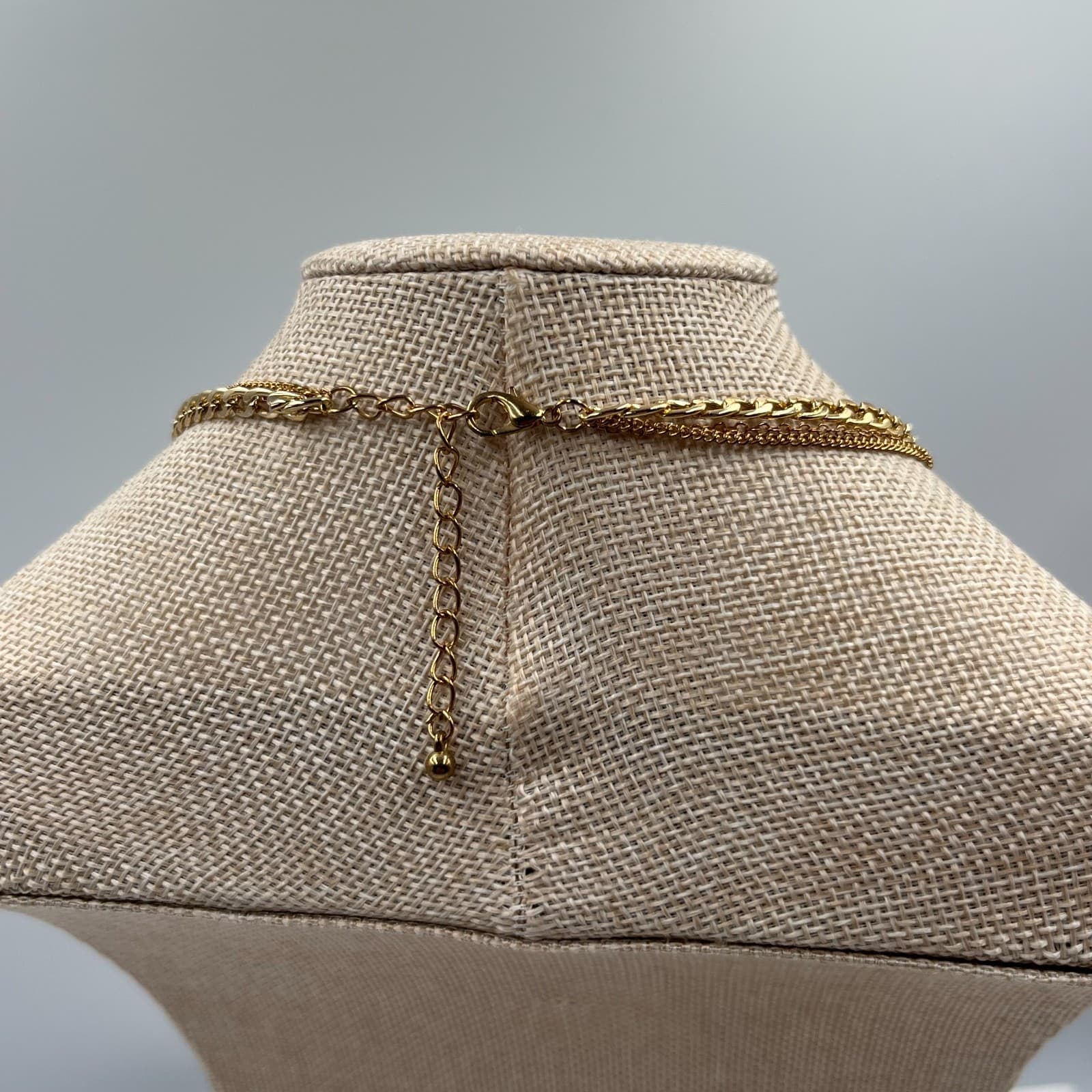 Vtg Gold Tone Multi Strand Layered Necklace Butterfly Heart Disc Boho Jewelry - Thumbnail 6