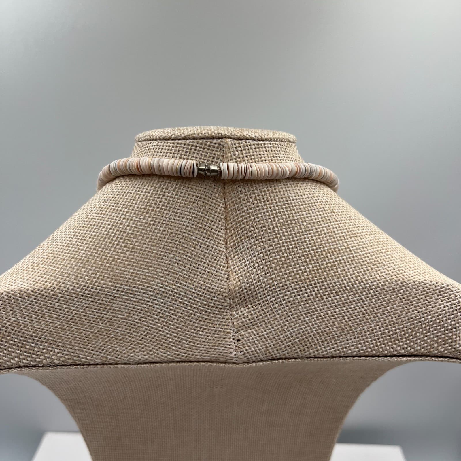 Vintage Shell Necklace Spotted Spiral Snail Shell Inlay Mosaic Pendant Boho 70s - Thumbnail 8