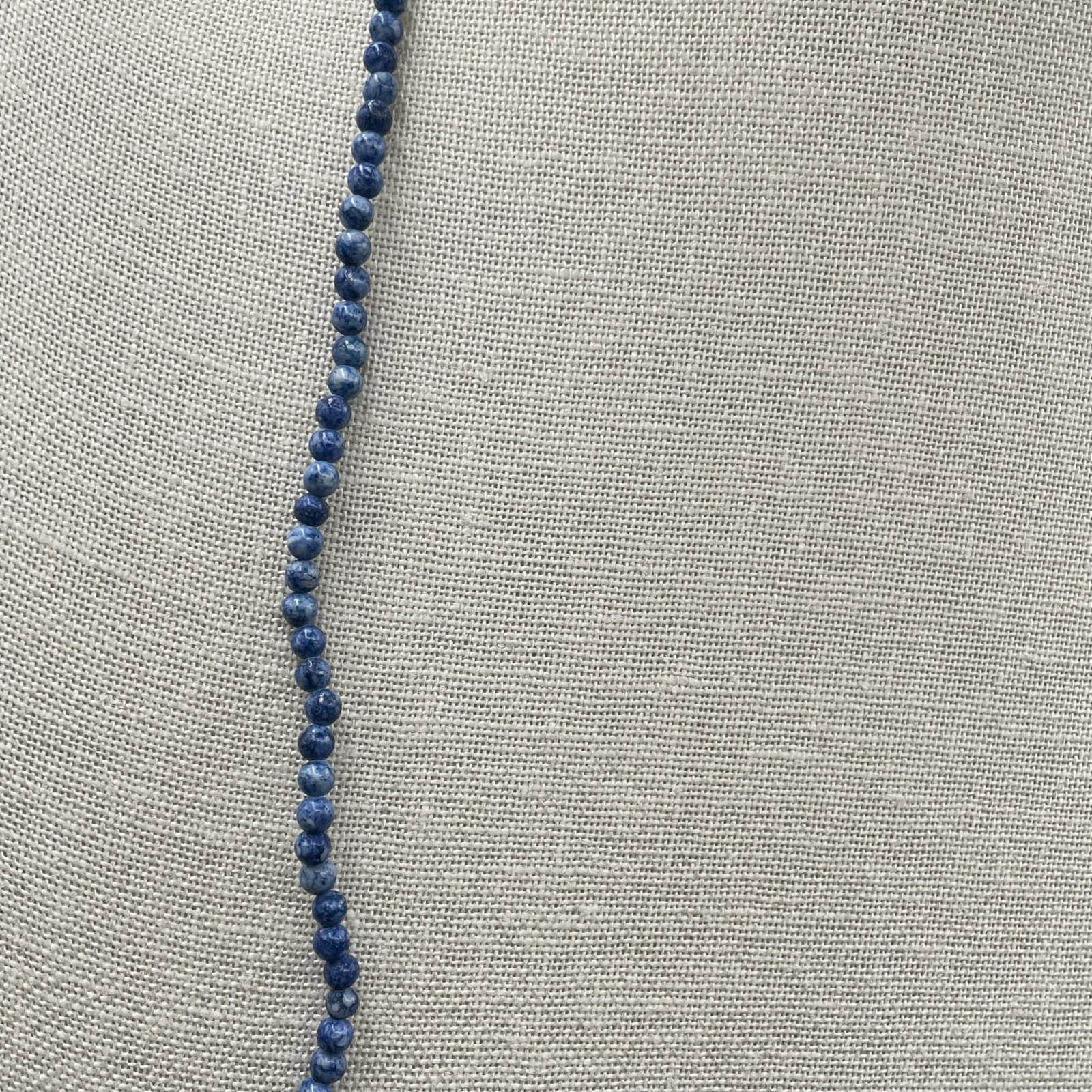 Vintage Handmade Womens Blue Natural Stone Dyed Quartz 17" Long Fashion Necklace - Thumbnail 3