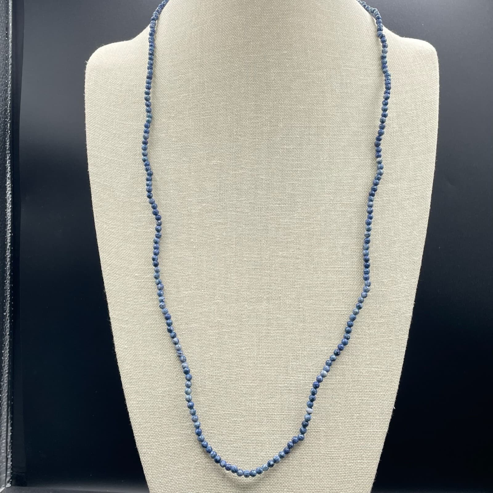 Vintage Handmade Womens Blue Natural Stone Dyed Quartz 17" Long Fashion Necklace - Thumbnail 6