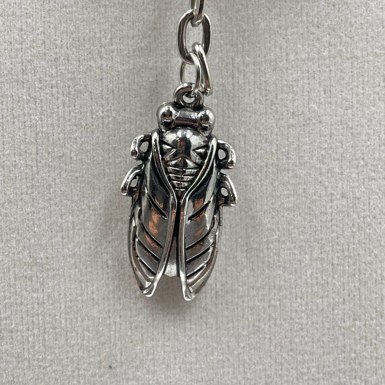 Vintage Black Leather Choker Silver-Toned Scarab Beetle Necklace - Size 17" - Thumbnail 10