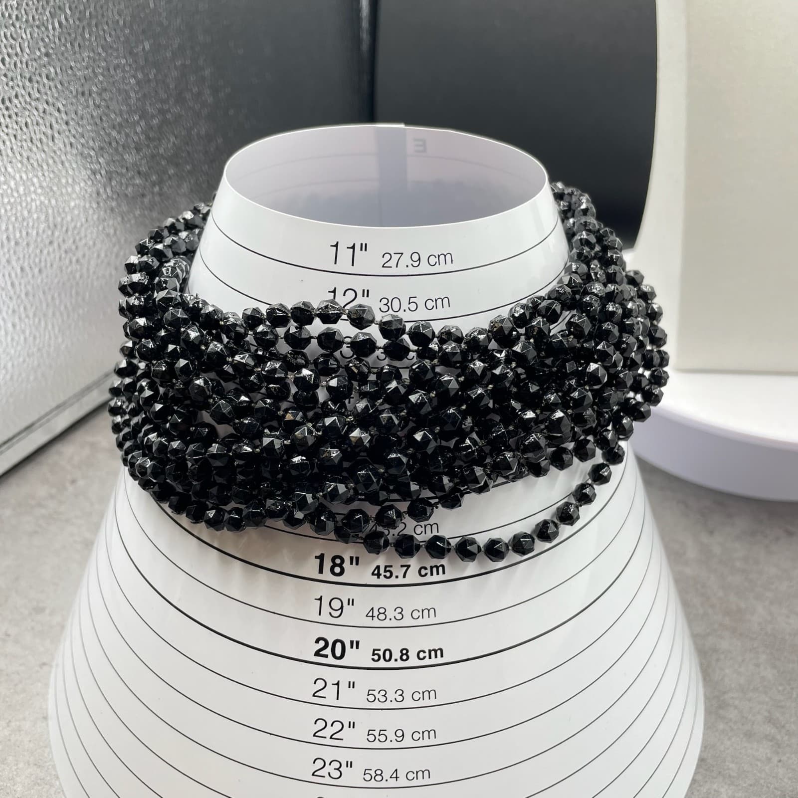 Vintage Multi-Strand Black Faceted Gold-Tone Lobster Beaded Necklace - Size 17" - Thumbnail 8