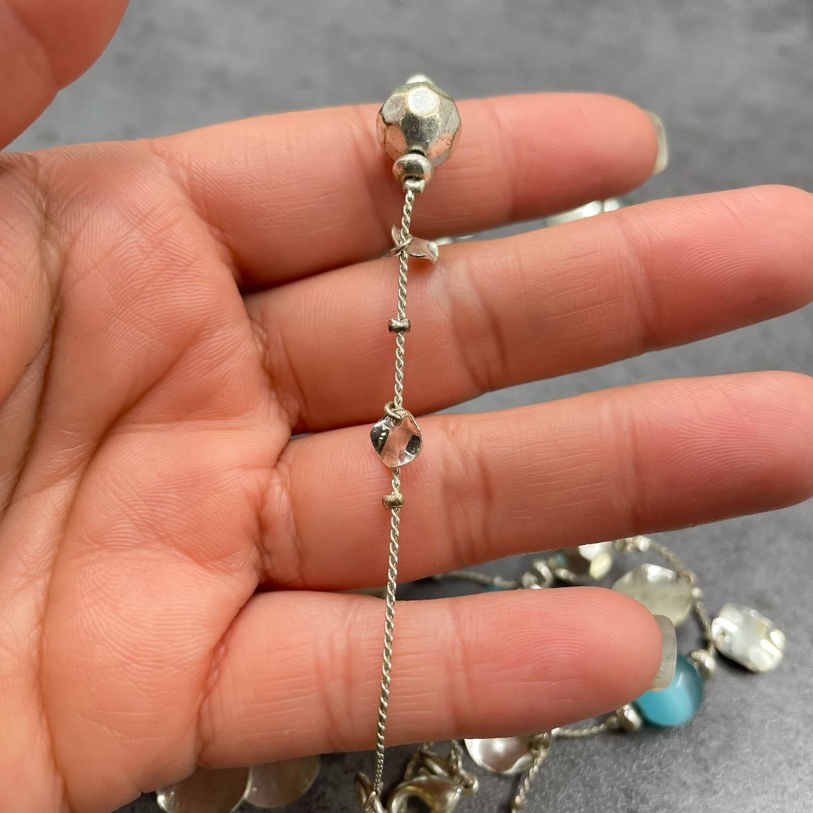 Vintage Contemporary Silver-Tone Lobster Flapper Glass Jewels Beaded Statement - Thumbnail 3