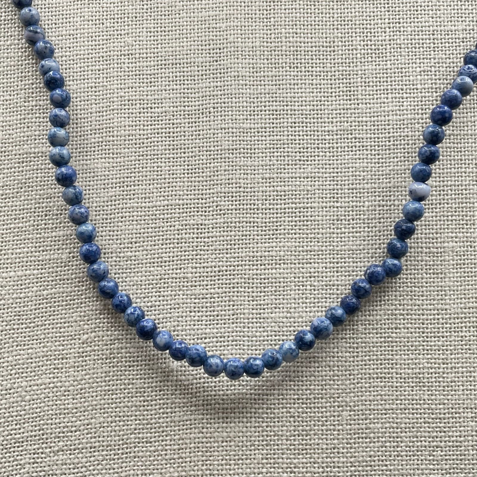 Vintage Handmade Womens Blue Natural Stone Dyed Quartz 17" Long Fashion Necklace - Thumbnail 4