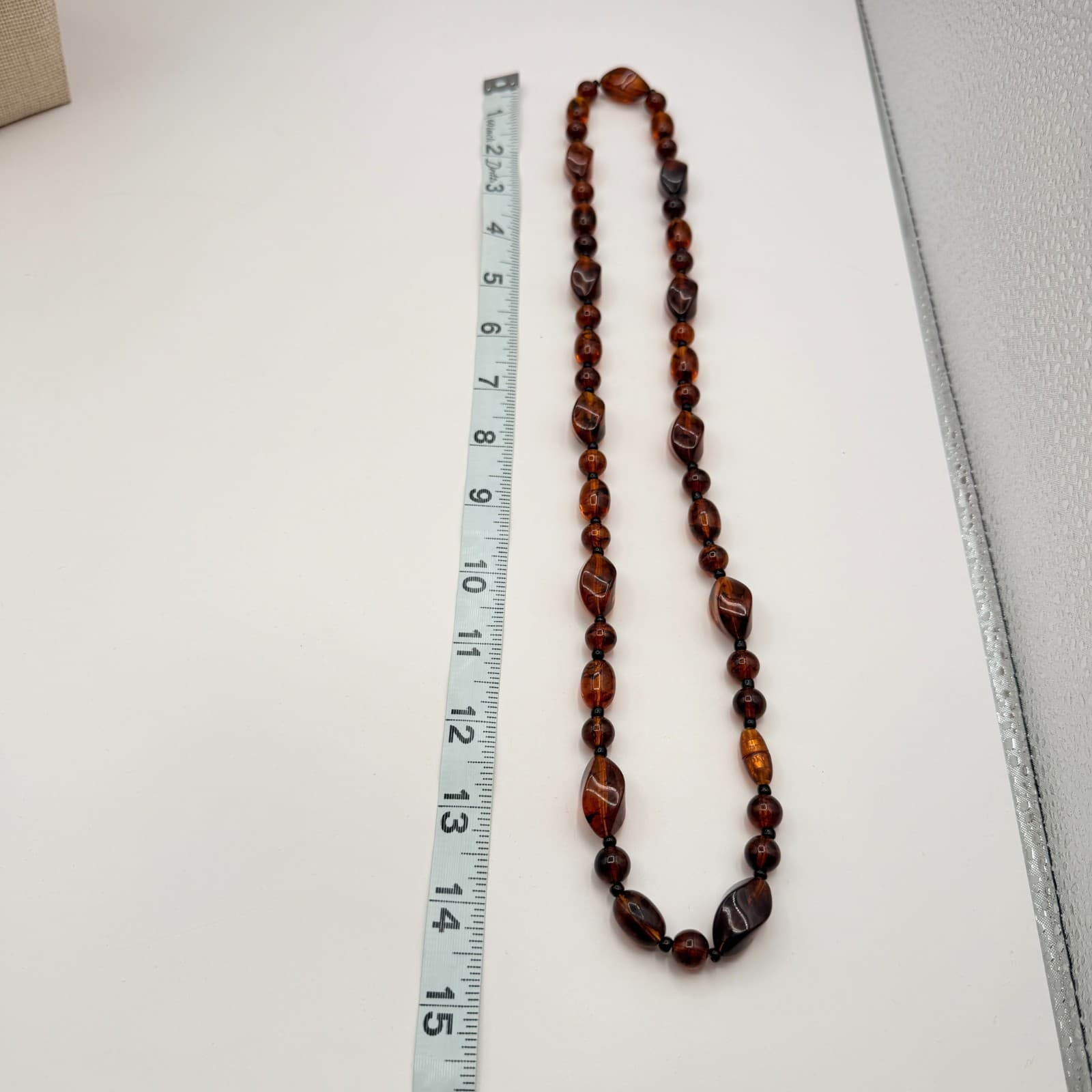 Vintage Y2K Amber Black Beaded Necklace Boho Women's Classic Fashion Jewelry - Thumbnail 8