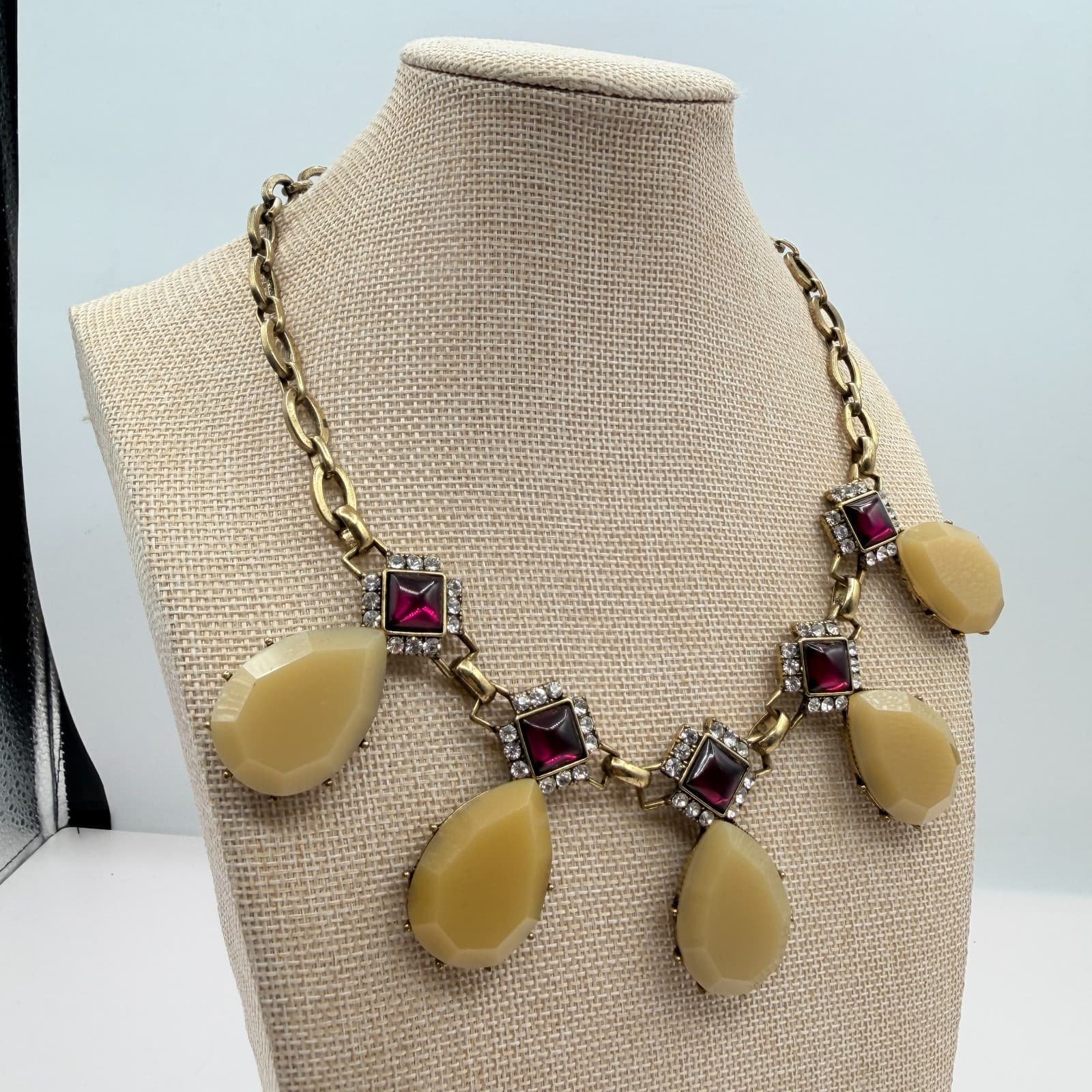 Vintage 80s Style Chunky Collar Necklace Rhinestone Halo Embellishments Jewelry - Thumbnail 7