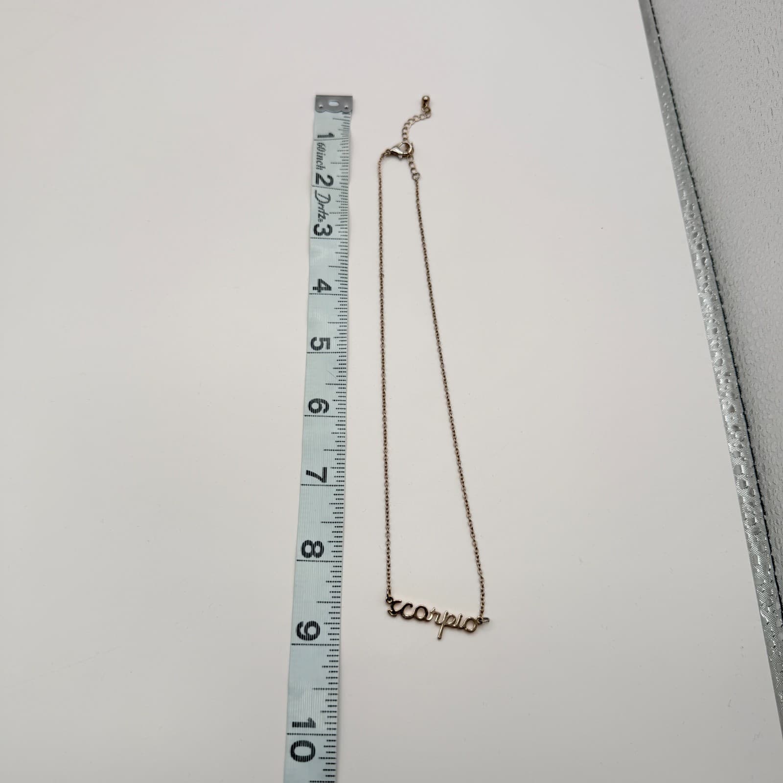 Vintage 80s Zodiac Script Nameplate Necklace Ornate Astrology Pendant Jewelry - Thumbnail 9