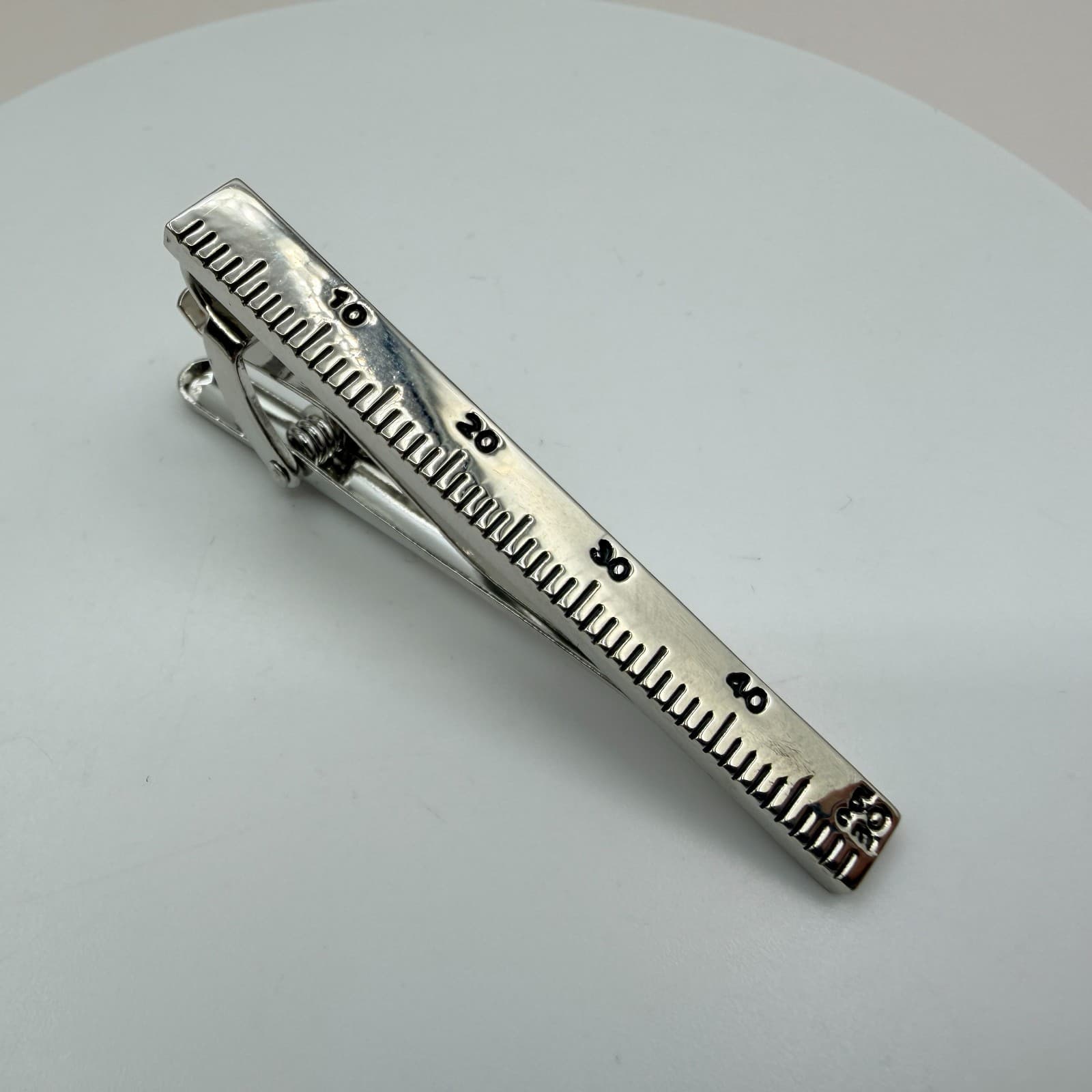 Vintage 90s SilverTone Ruler Tie Clip Architect Engineer Novelty Fashion Jewelry - Thumbnail 5