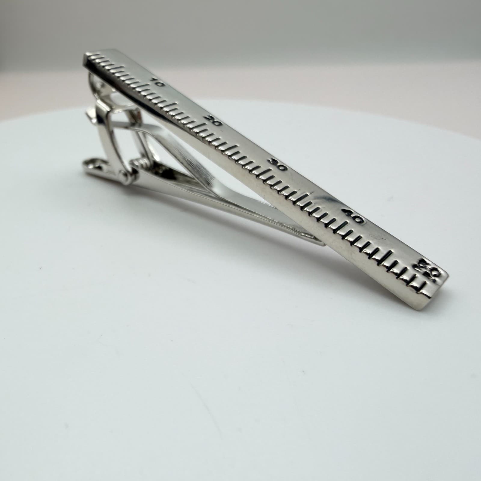 Vintage 90s SilverTone Ruler Tie Clip Architect Engineer Novelty Fashion Jewelry - Thumbnail 6