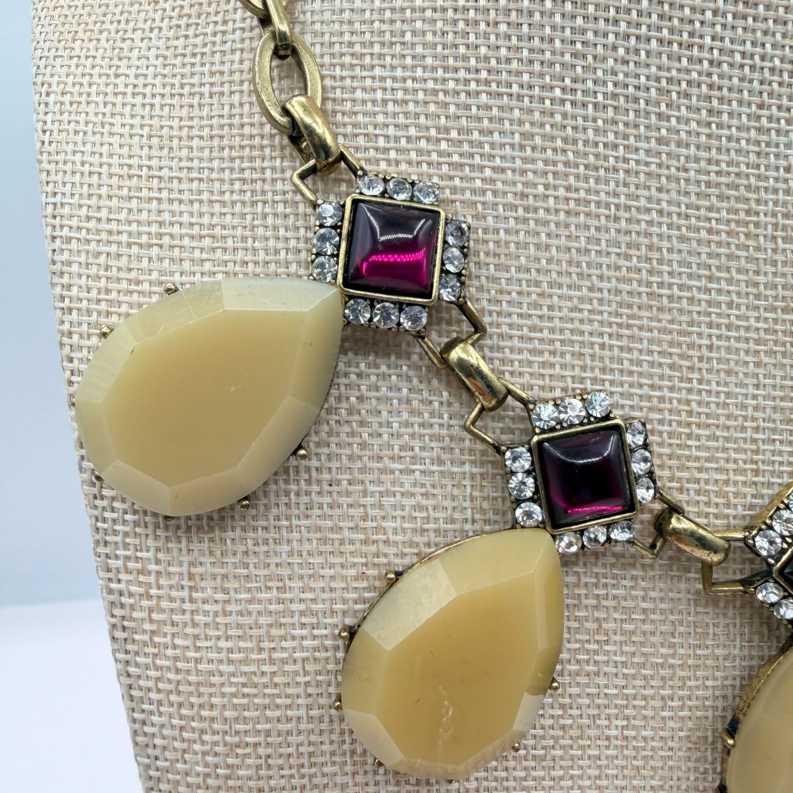 Vintage 80s Style Chunky Collar Necklace Rhinestone Halo Embellishments Jewelry - Thumbnail 3