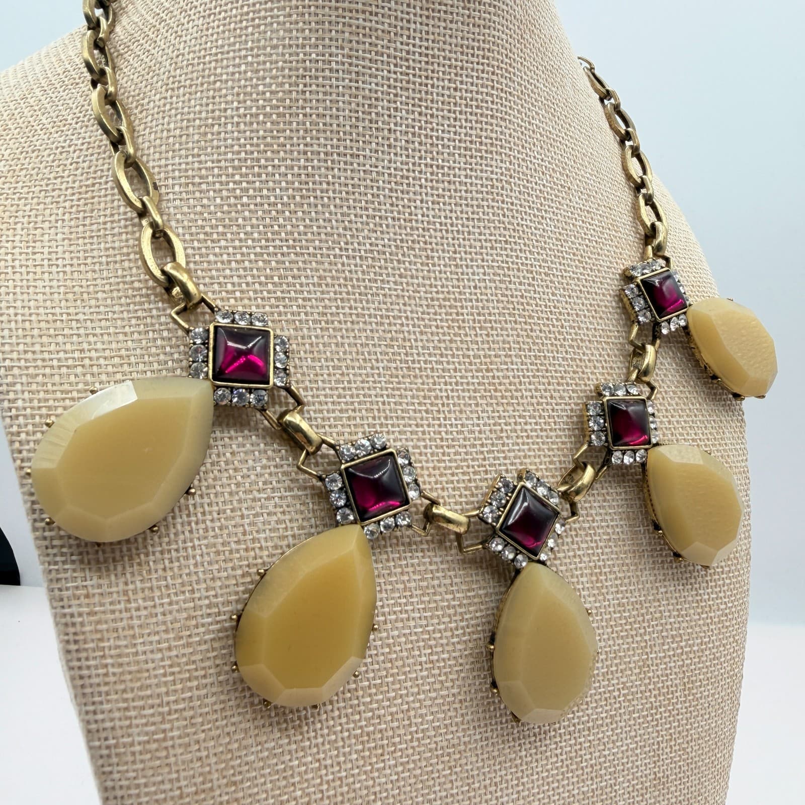 Vintage 80s Style Chunky Collar Necklace Rhinestone Halo Embellishments Jewelry - Thumbnail 6