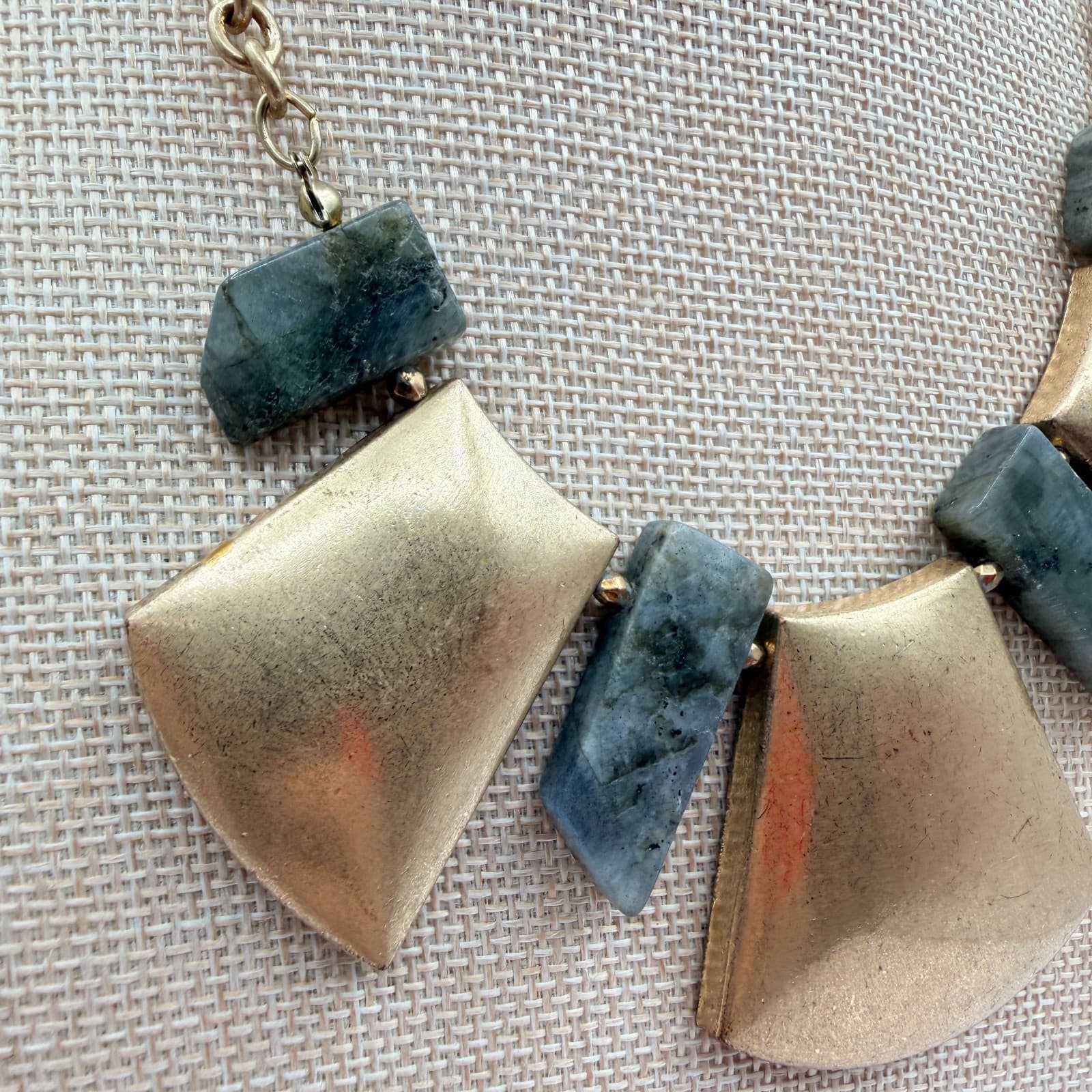 Vintage 90s Gold Tone Bib Necklace Boho Statement Women's Classic Jewelry - Thumbnail 4