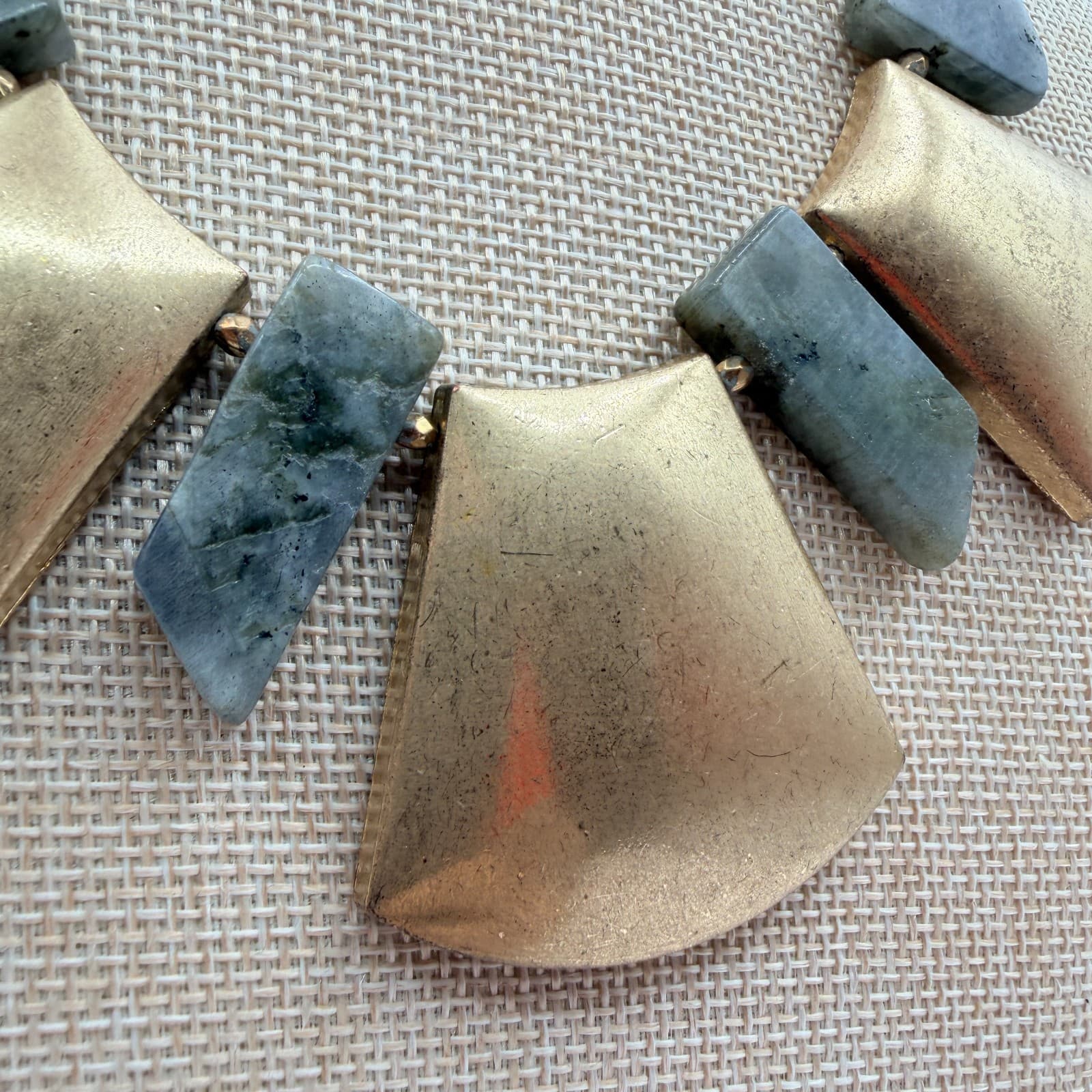 Vintage 90s Gold Tone Bib Necklace Boho Statement Women's Classic Jewelry - Thumbnail 6