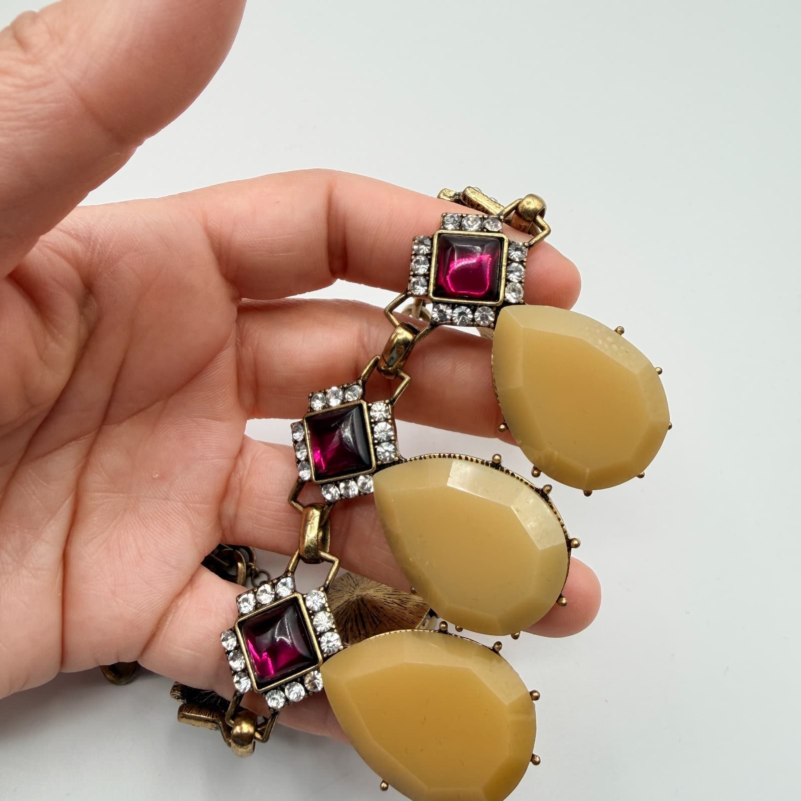 Vintage 80s Style Chunky Collar Necklace Rhinestone Halo Embellishments Jewelry - Thumbnail 8