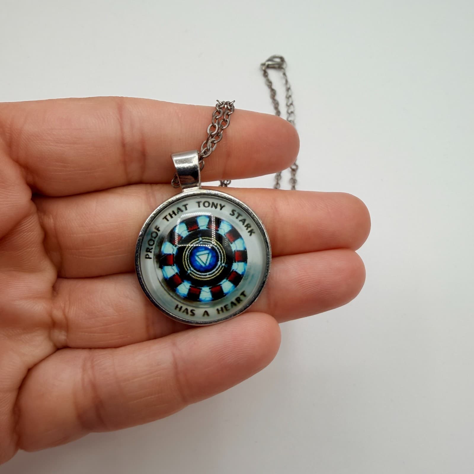 VTG 90s Proof That Tony Stark Has A Heart Iron Man Arc Pendant Necklace Jewelry - Thumbnail 10