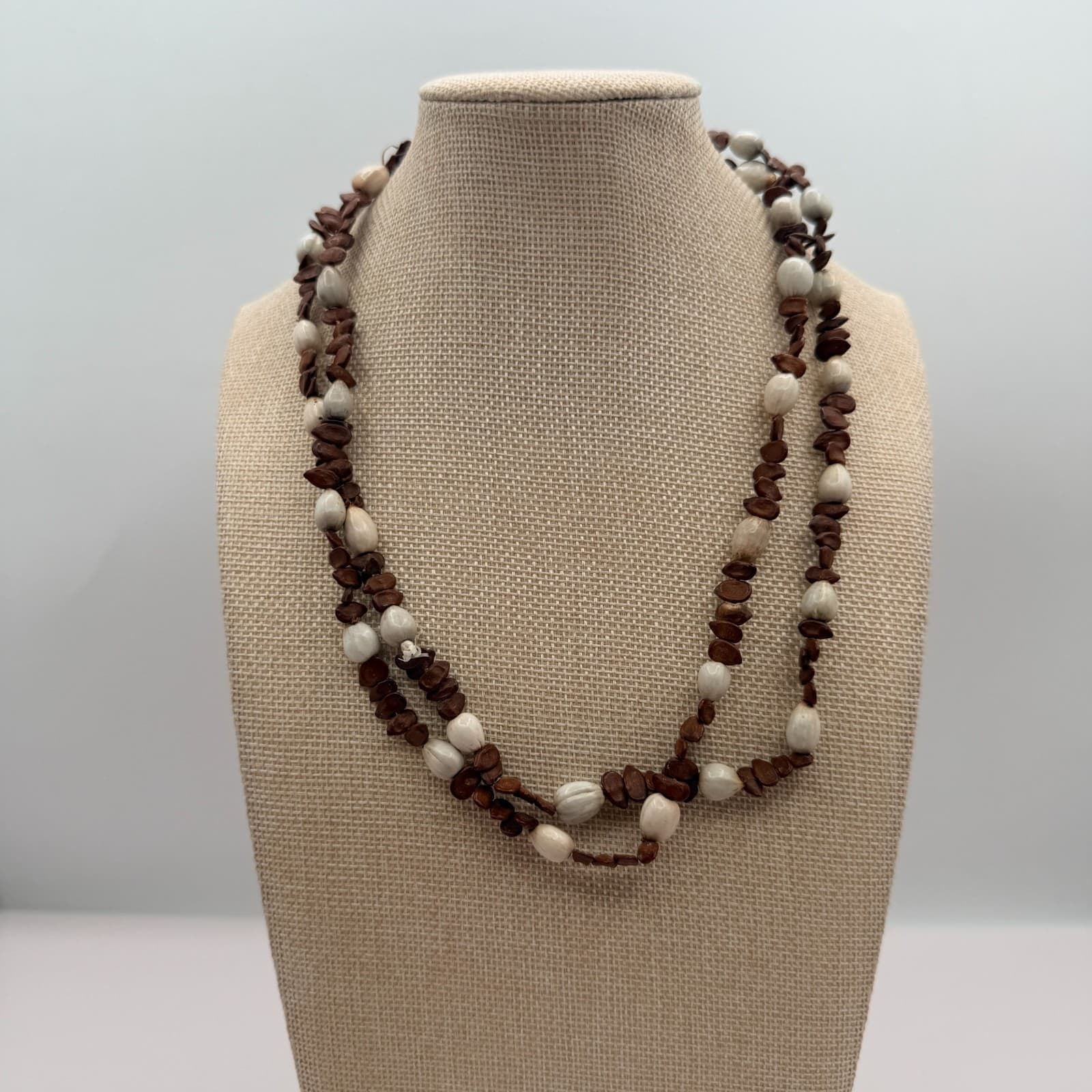 Vintage Y2K Job's Tears Seed Beaded Nut Pod Necklace Women's Classic Jewelry - Thumbnail 2