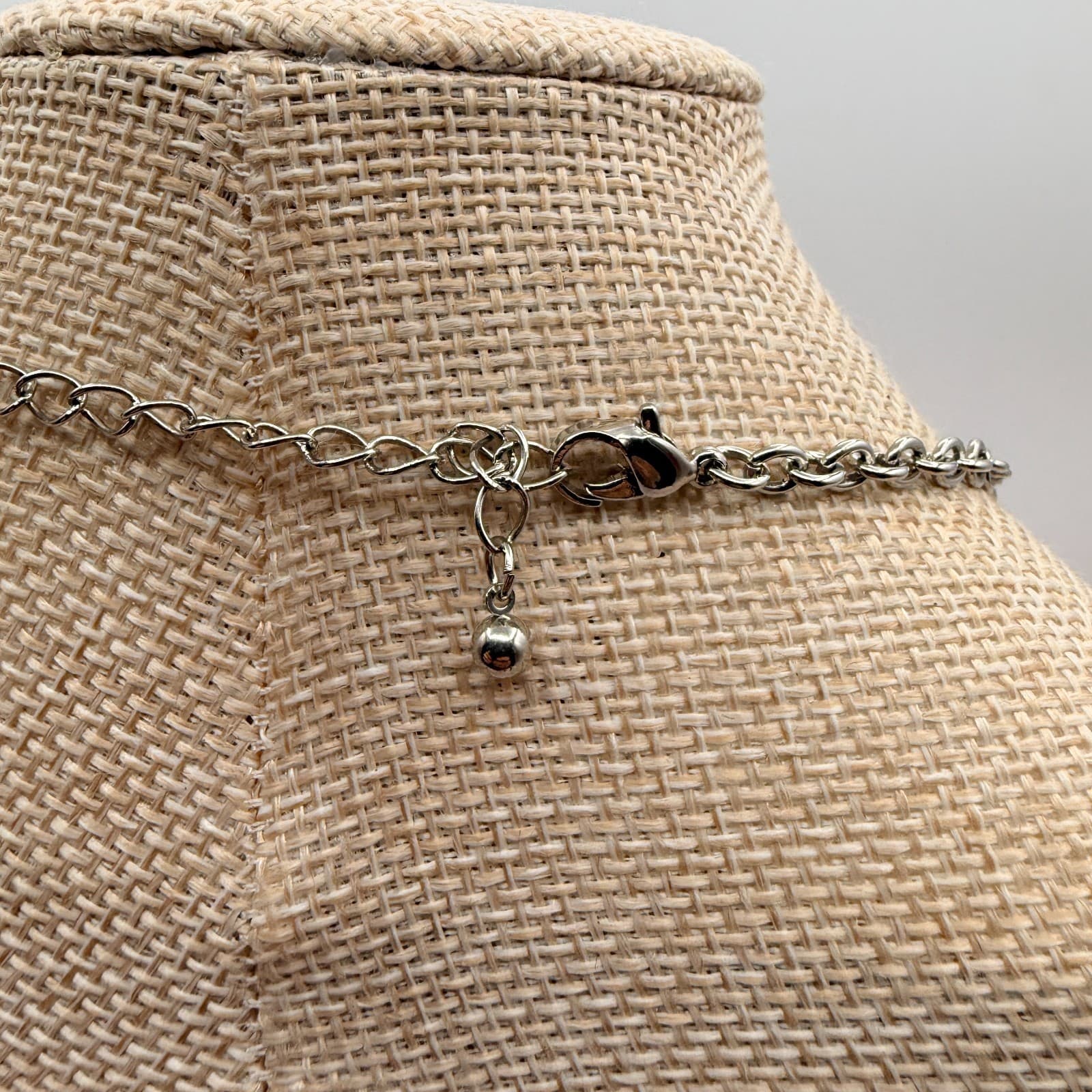 Vintage Y2K Silver Tone Blue Beaded Bib Necklace Statement Women's Jewelry - Thumbnail 7