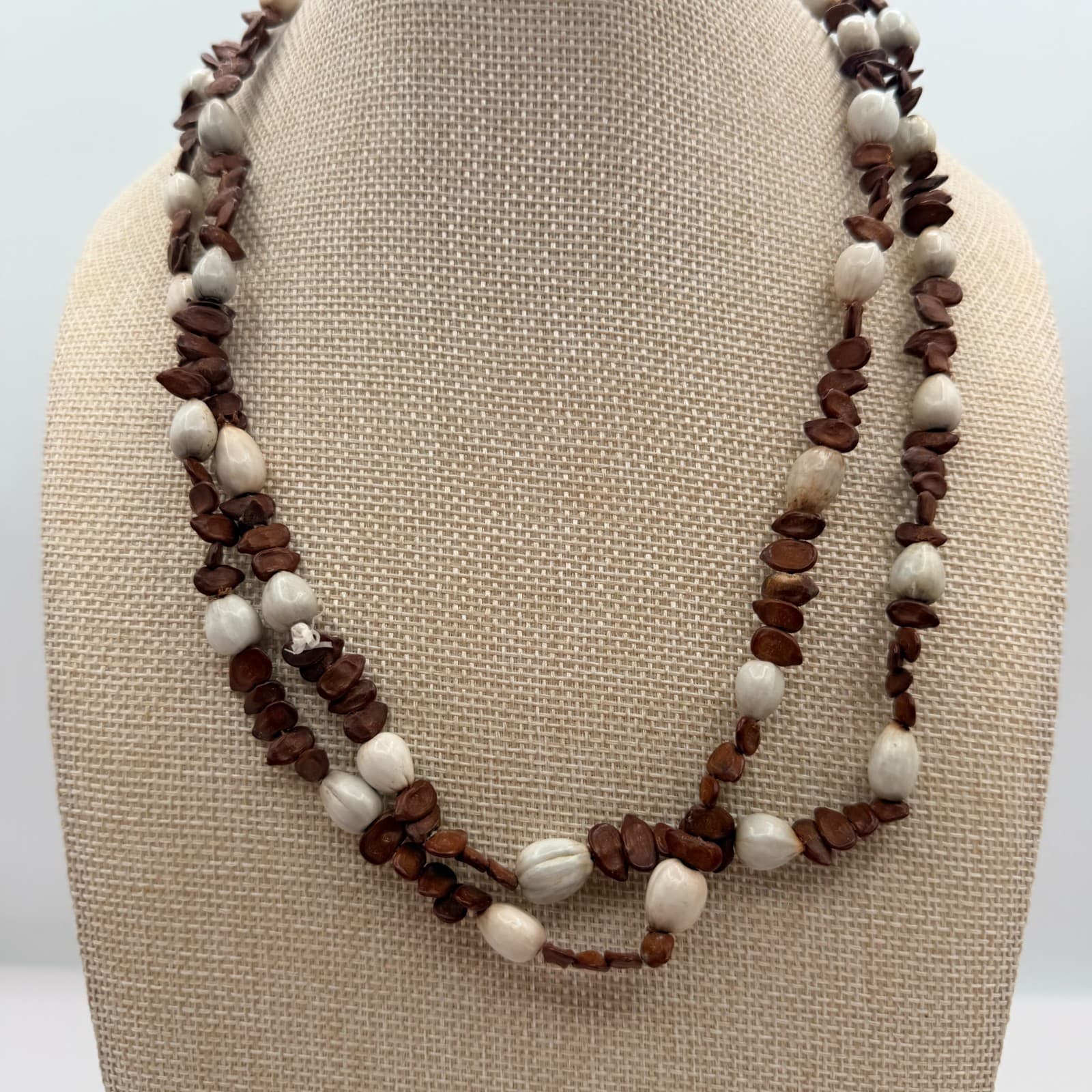 Vintage Y2K Job's Tears Seed Beaded Nut Pod Necklace Women's Classic Jewelry - Thumbnail 3