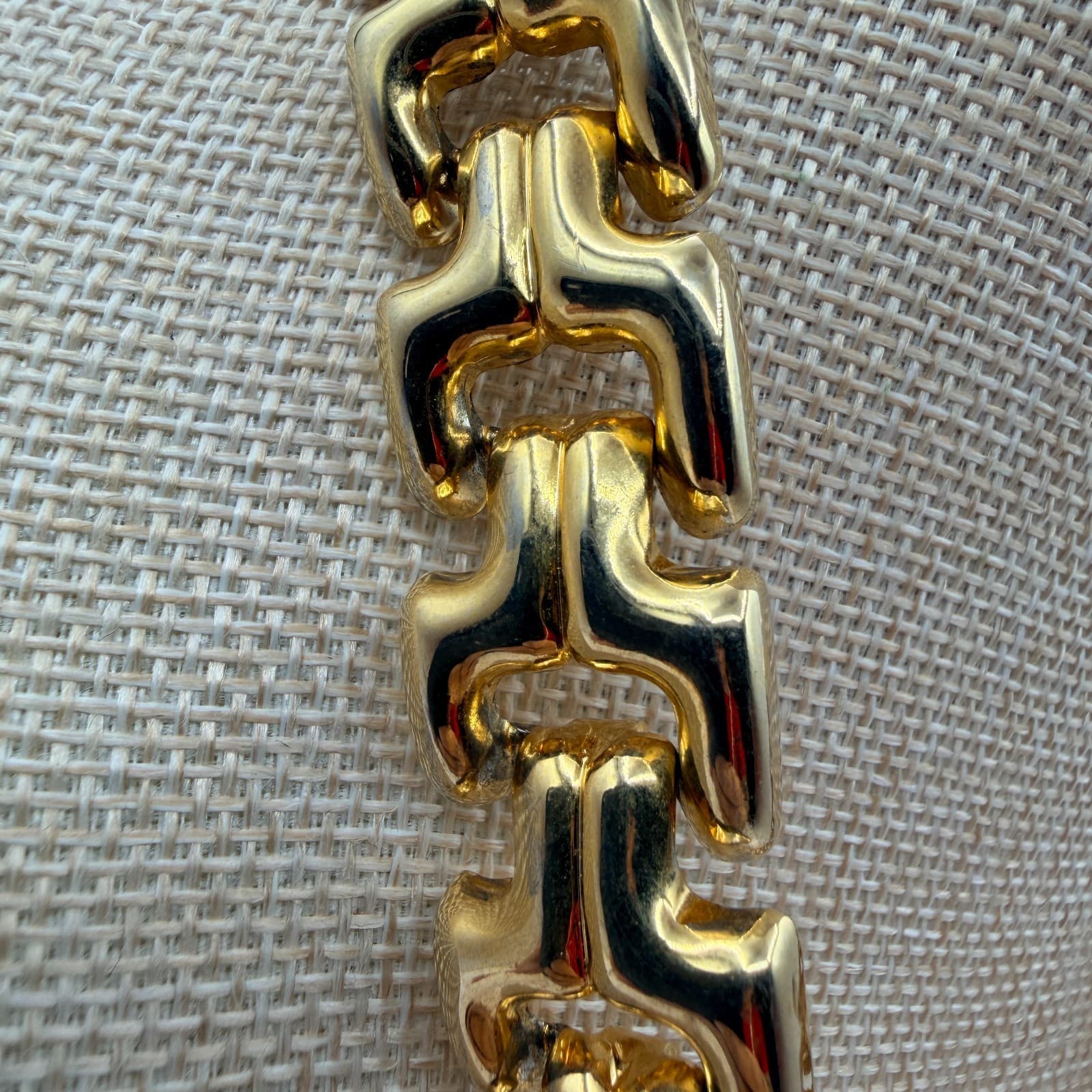 Vintage Y2K Gold Tone Interlocking Link Necklace Statement Women's Jewelry - Thumbnail 10