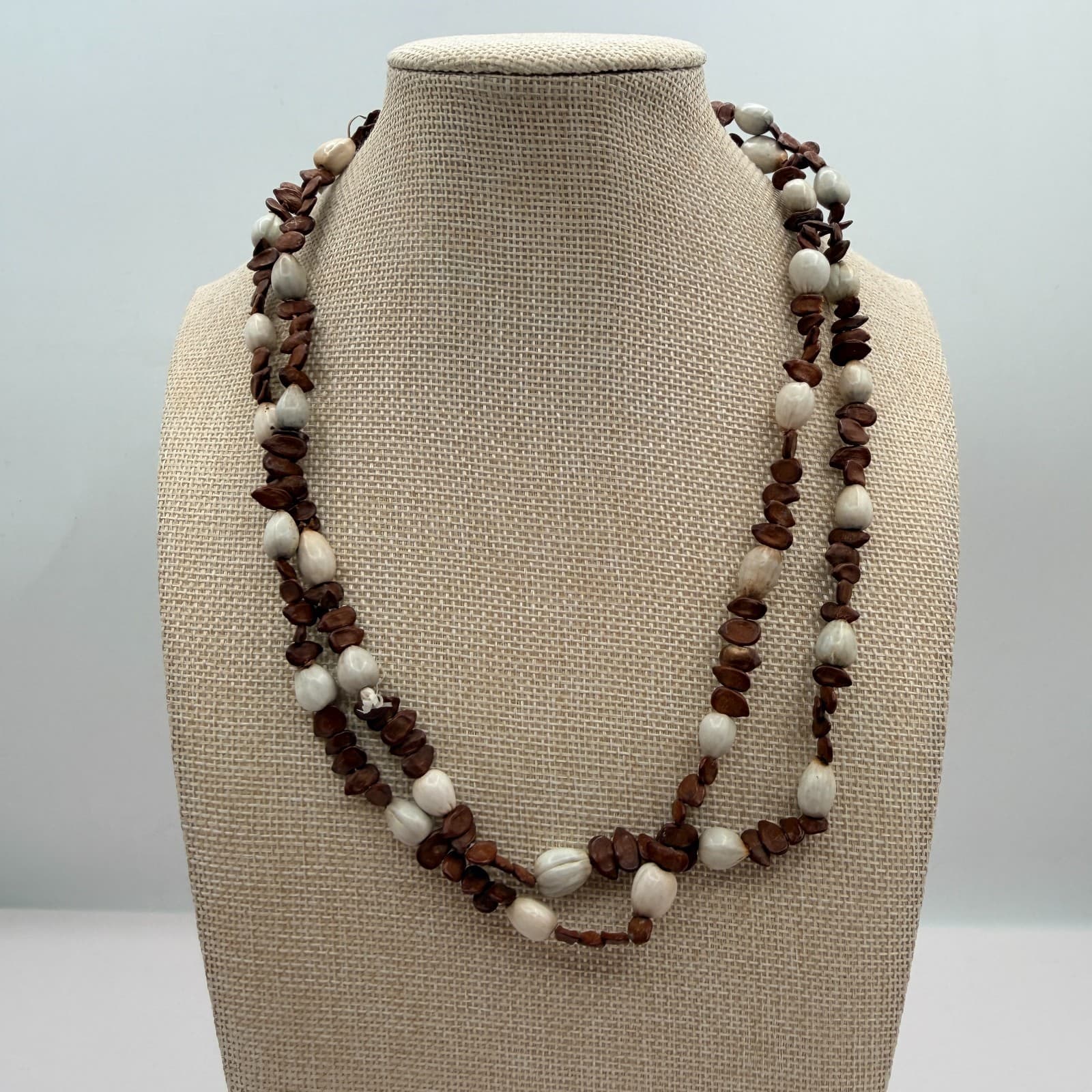 Vintage Y2K Job's Tears Seed Beaded Nut Pod Necklace Women's Classic Jewelry - Image 1