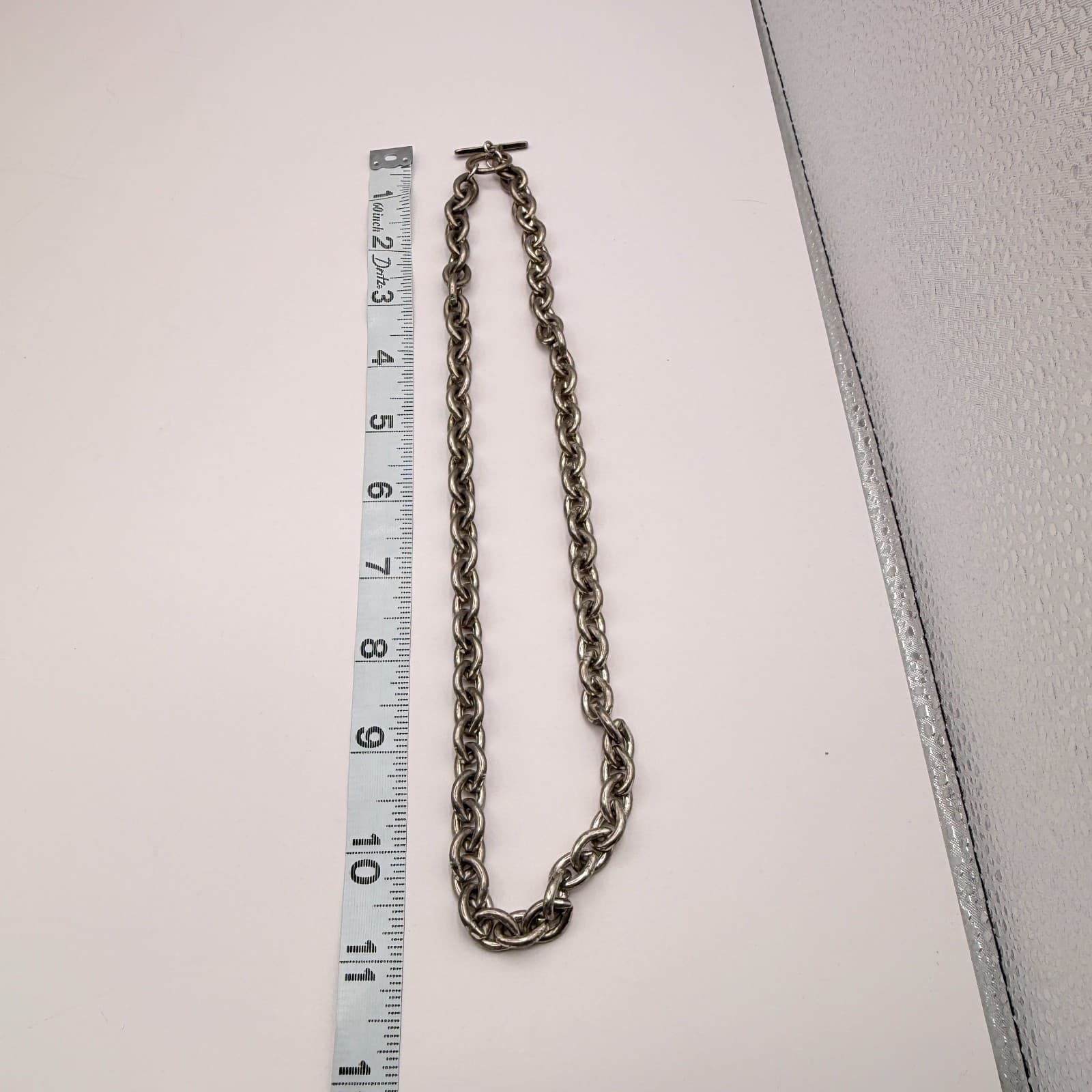 Vintage 90s Silver Tone Oval Link Chain Necklace Statement Women's Jewelry - Thumbnail 10