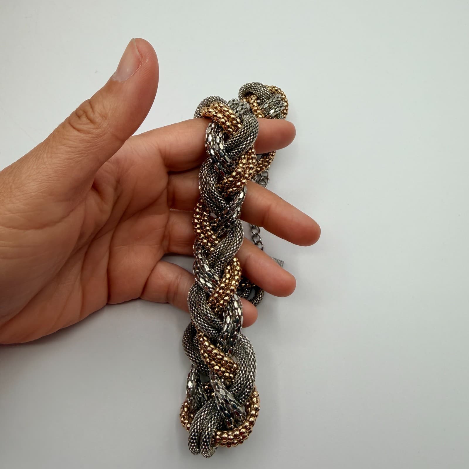 Vintage Y2K Braided Mesh Chain Necklace Statement Women's Classic Jewelry - Thumbnail 9