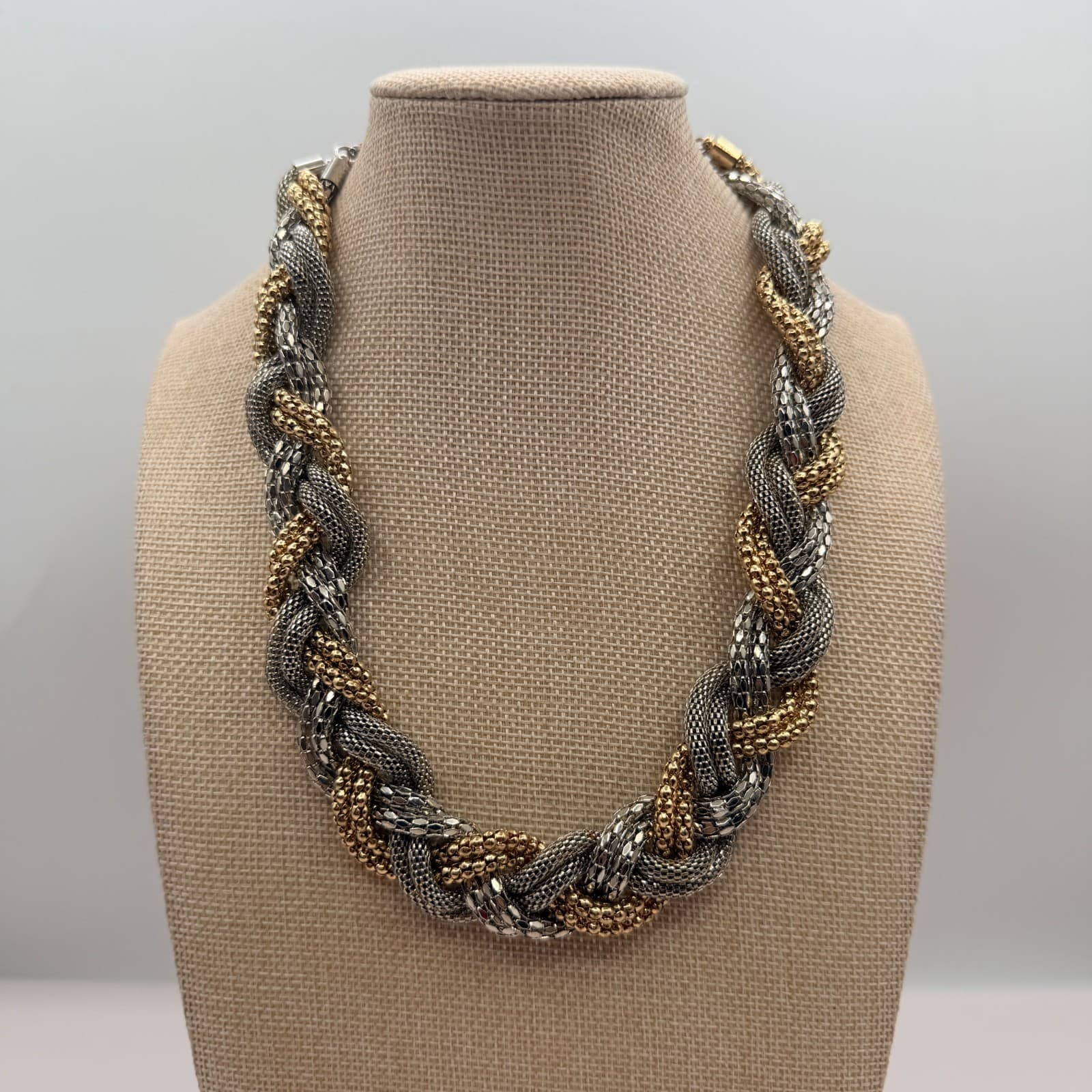 Vintage Y2K Braided Mesh Chain Necklace Statement Women's Classic Jewelry - Thumbnail 2