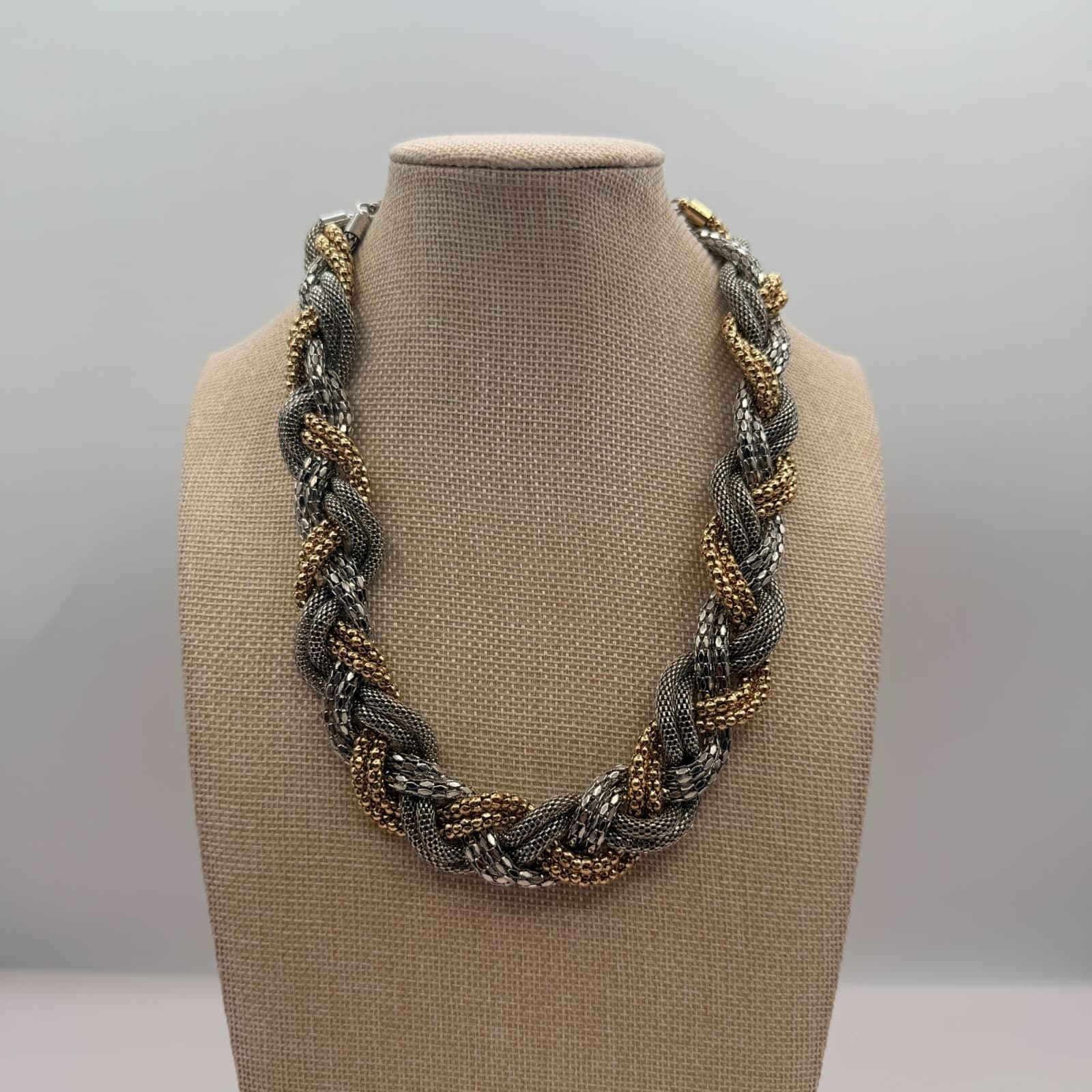 Vintage Y2K Braided Mesh Chain Necklace Statement Women's Classic Jewelry - Thumbnail 3