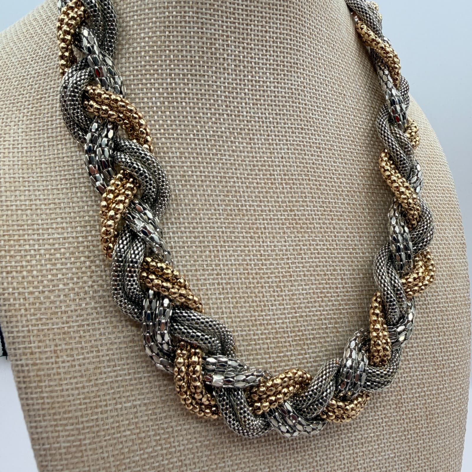 Vintage Y2K Braided Mesh Chain Necklace Statement Women's Classic Jewelry - Thumbnail 7
