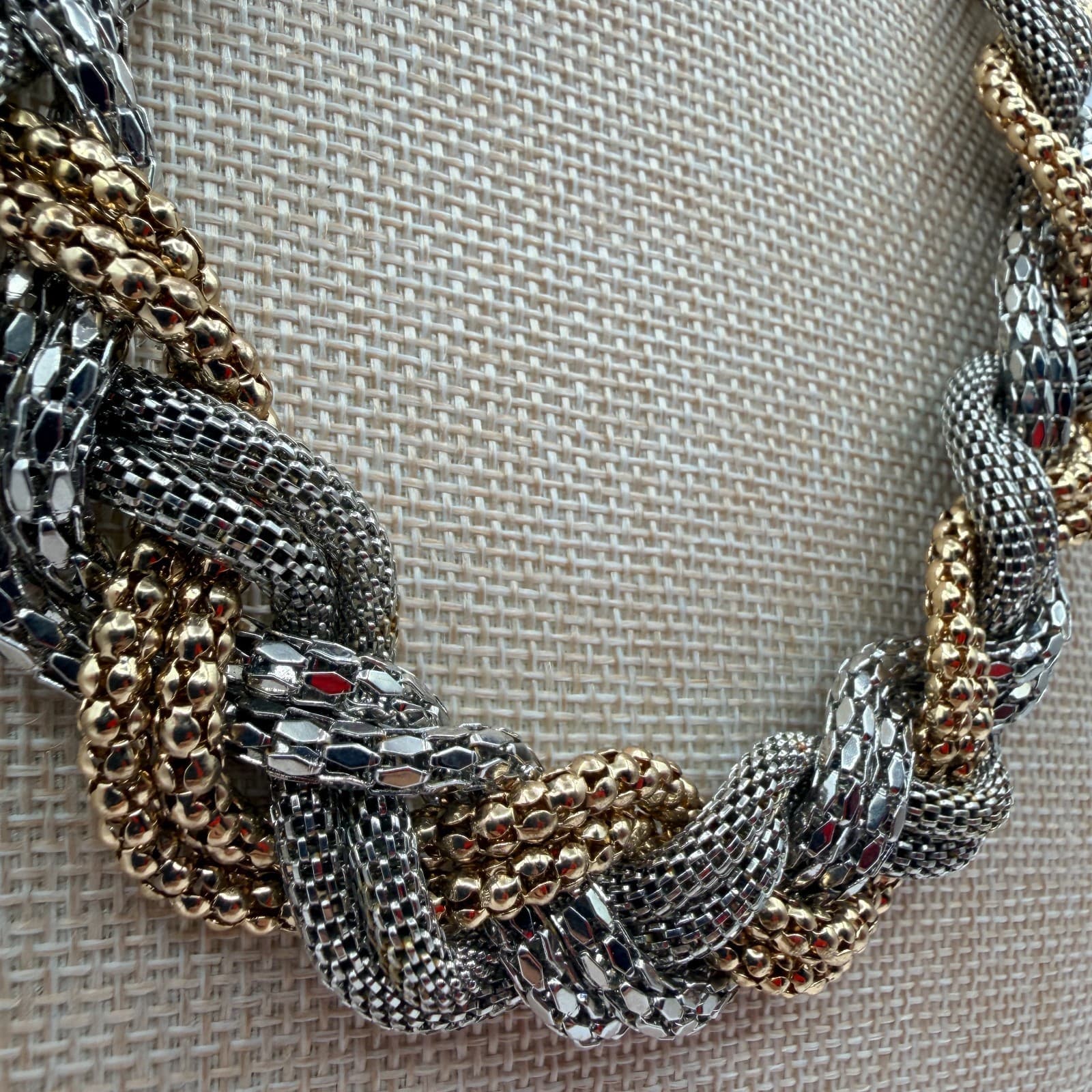 Vintage Y2K Braided Mesh Chain Necklace Statement Women's Classic Jewelry - Thumbnail 6